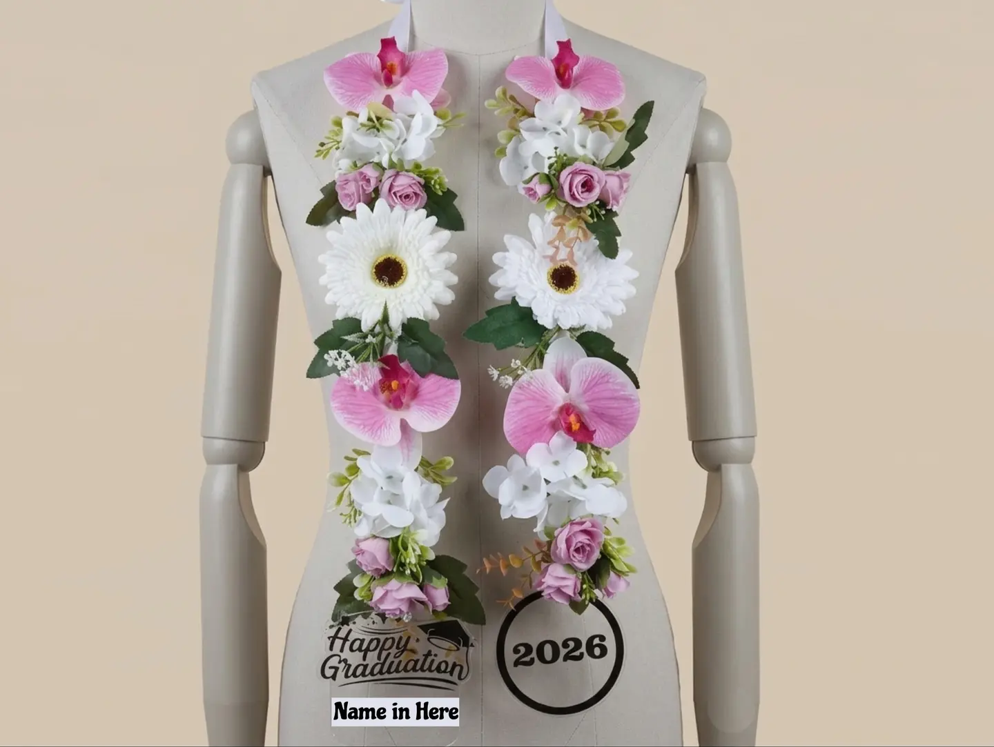 Customizable Graduation Artificial Flower Necklace 1