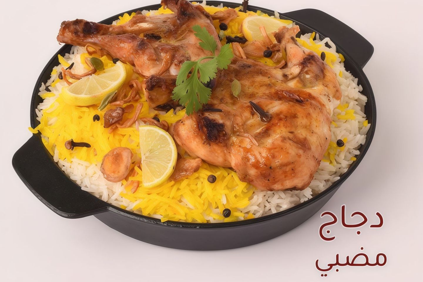 نصف دجاج مظبي مع رز مندي
