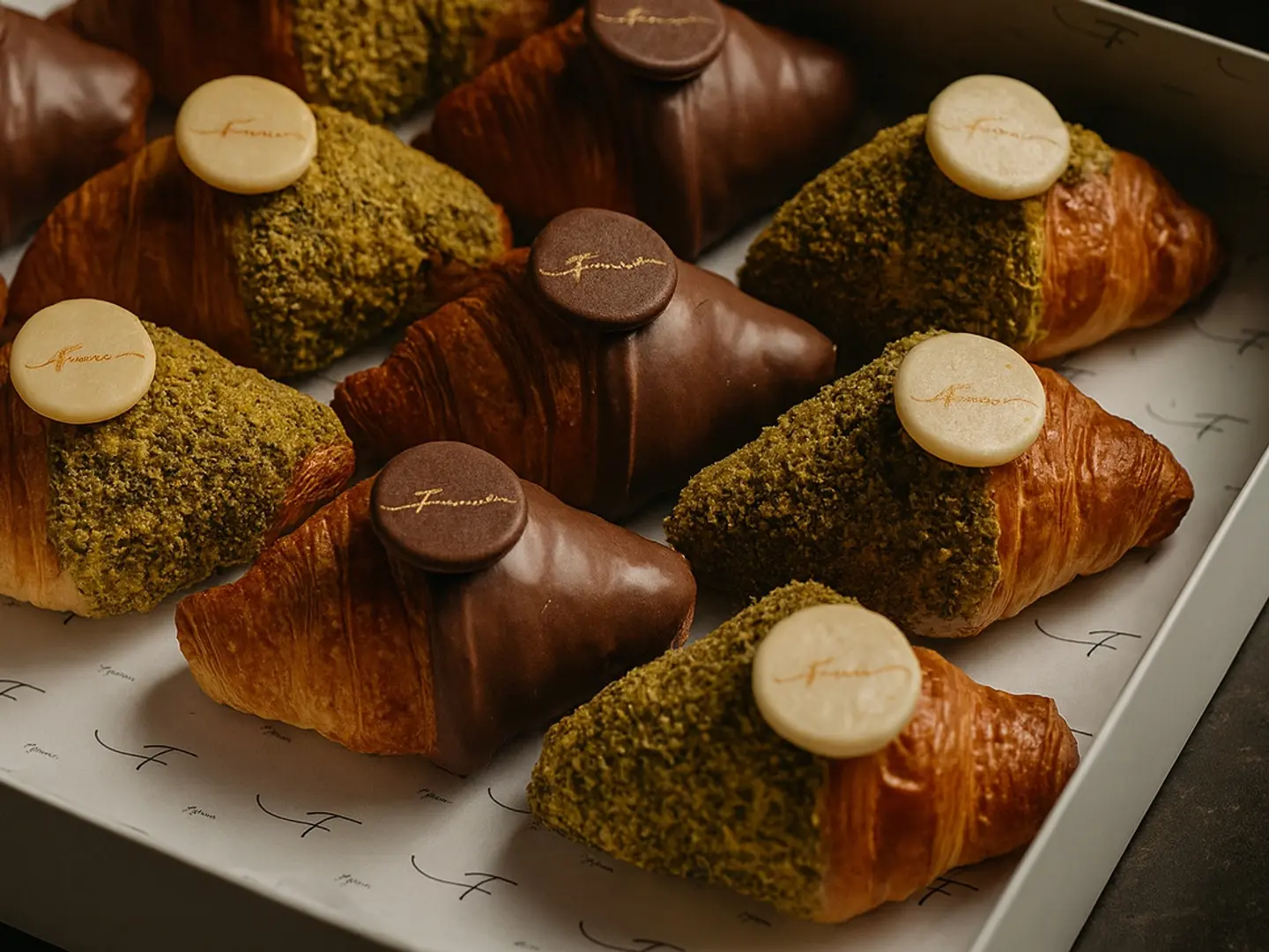 صندوق ميني كرواسون الفستق والشوكولاتة