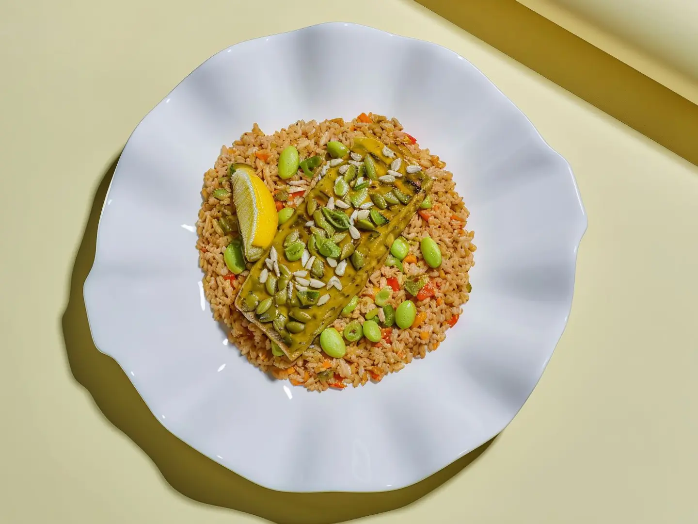 Grilled Salmon In Honey Mustard Sauce With Fried Brown Rice