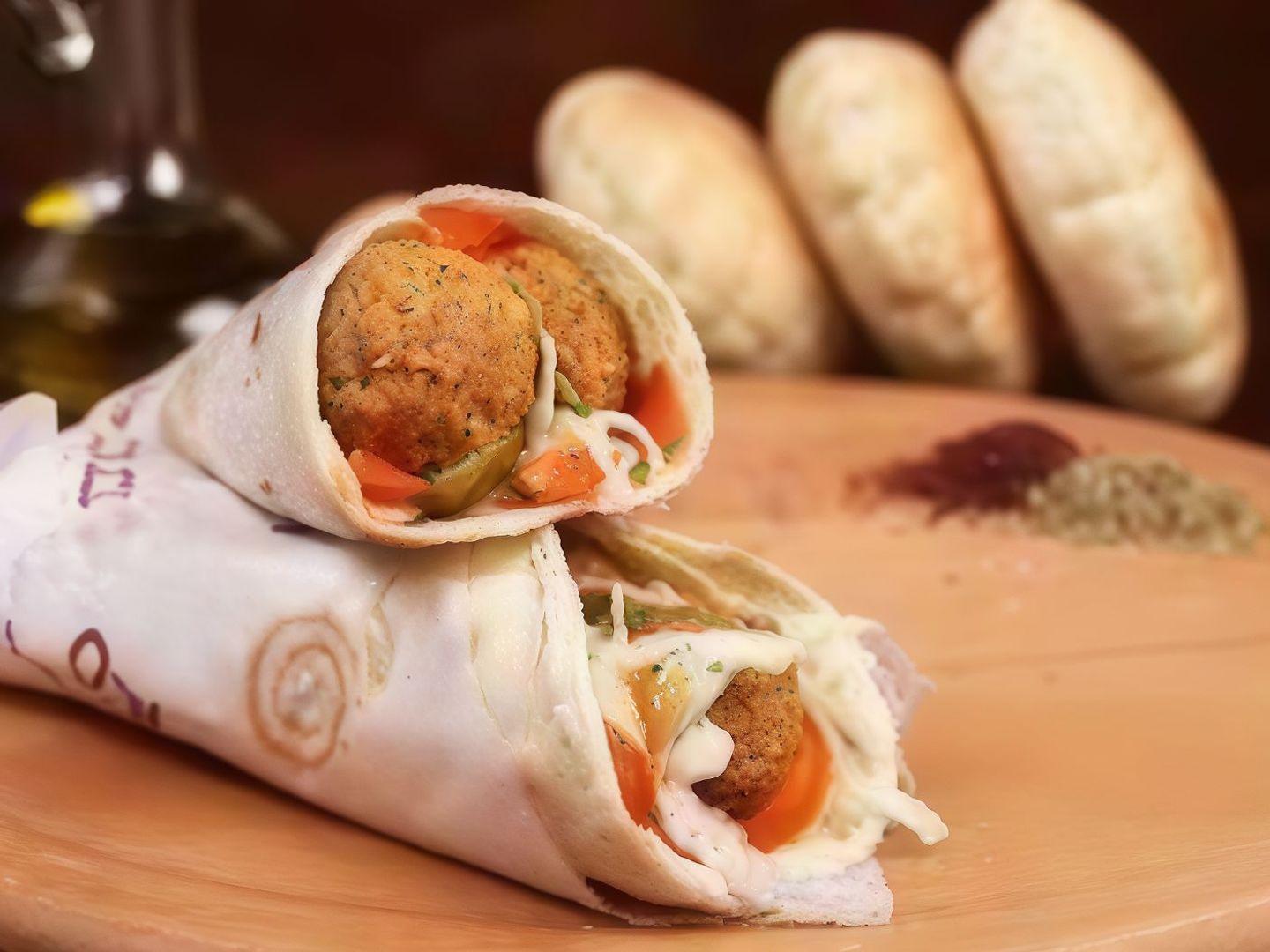 Egg And Hummus Falafel Sandwich