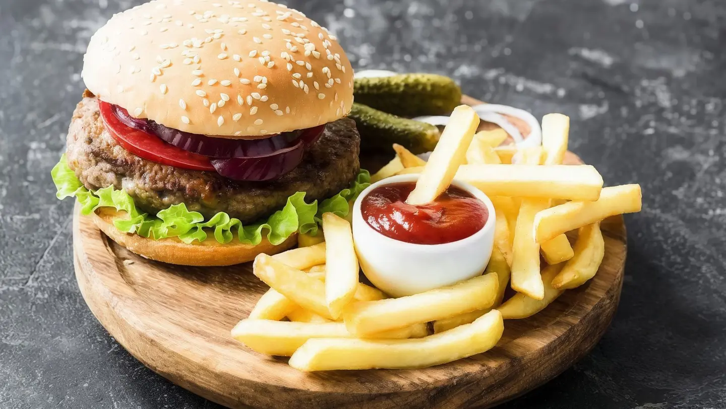 Beef Burger With Fries