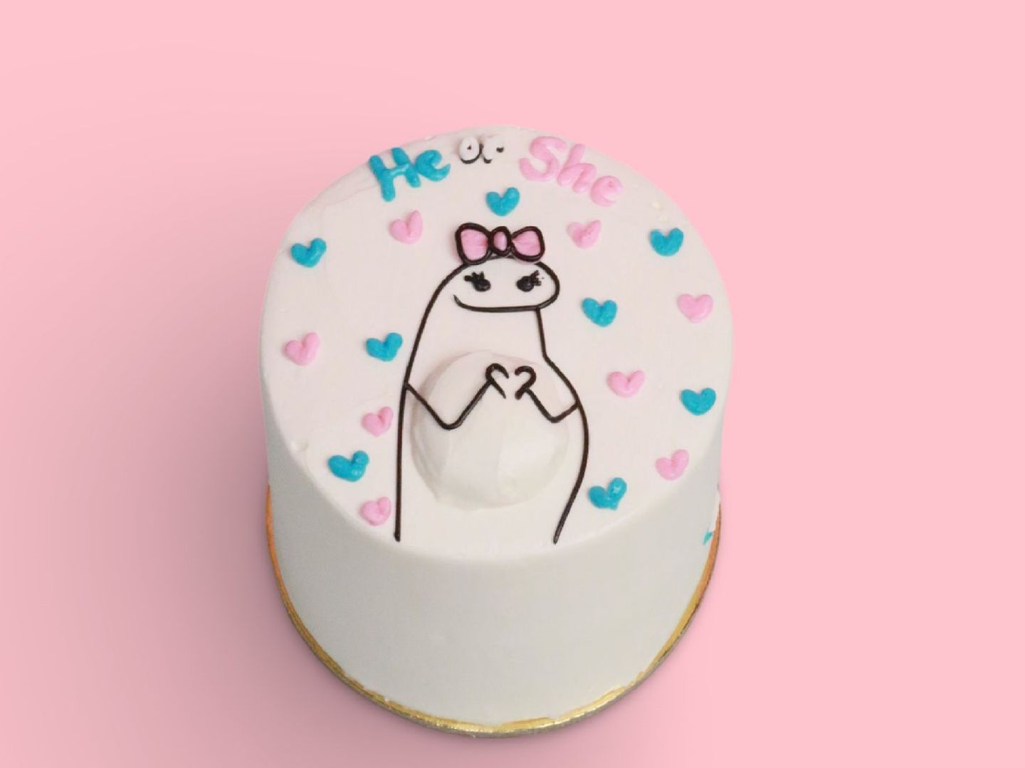 Cake He And She Are Filled With Pink
