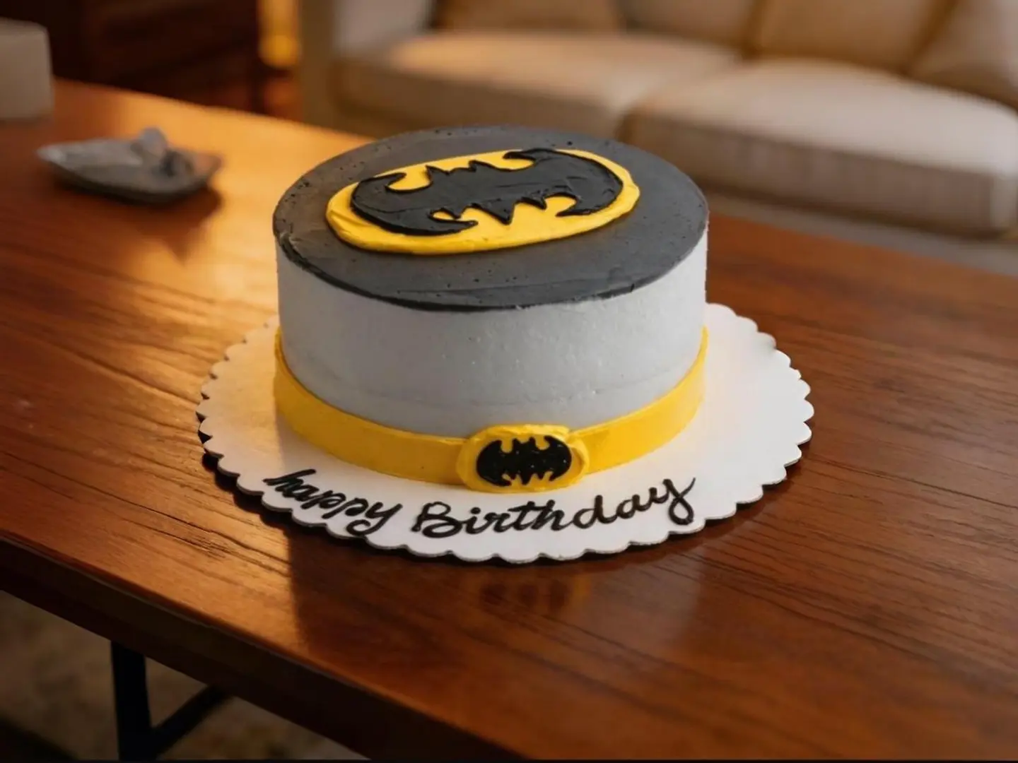 Batman Happy Birthday 6 Inch, Two Layer Vanilla Cake