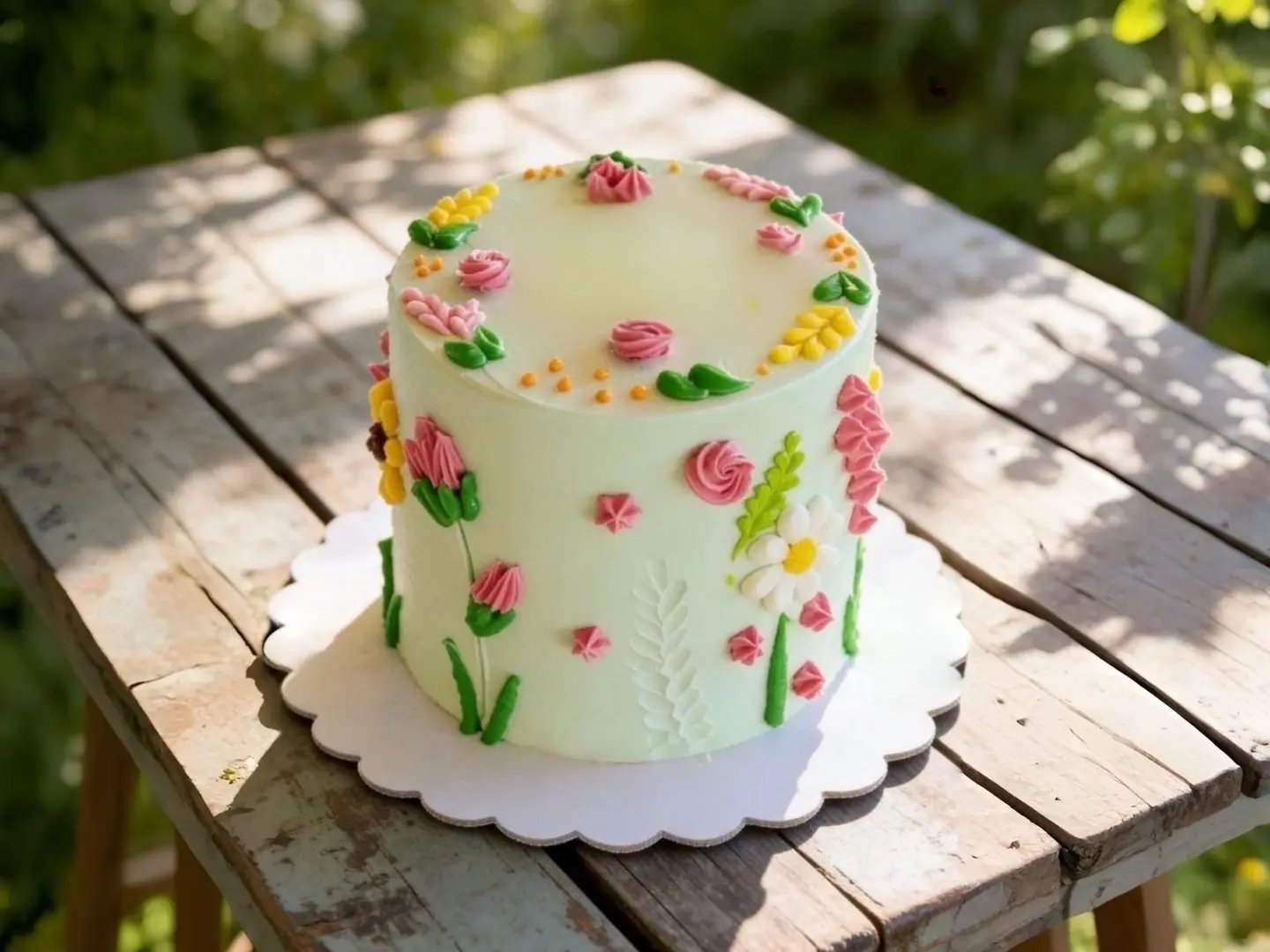 كيكة الازهار حجم 4 انش ثلاث طبقات