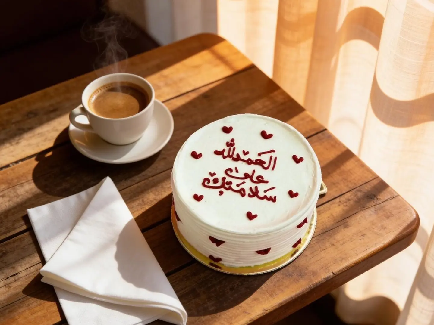 كيكة الحمدلله على السلامة ابيض