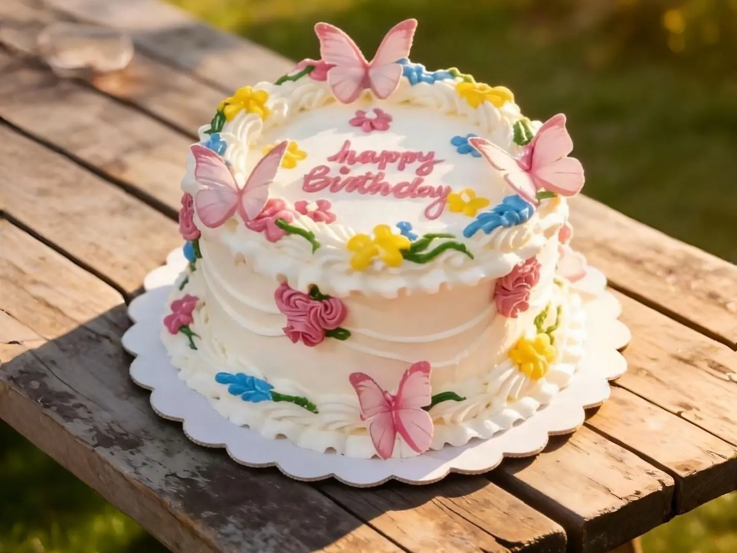 Life Flowers 6 Inch Vanilla Birthday Cake
