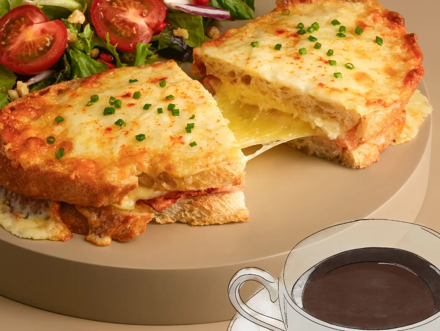 Croque Monsieur + Beverage