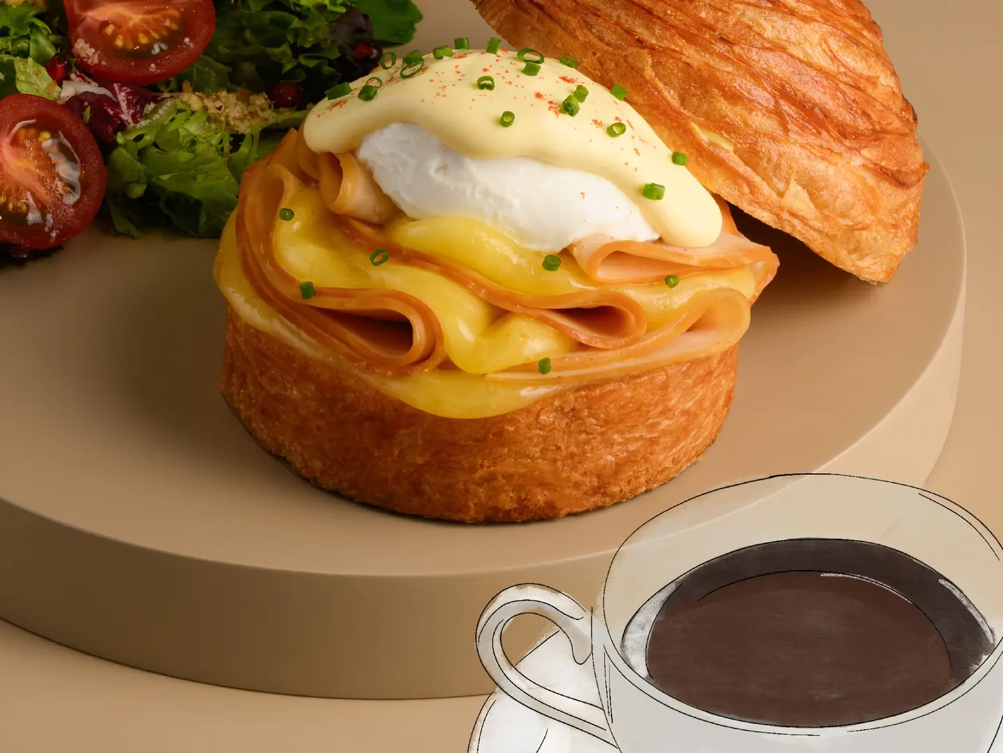 Smoked Turkey Benedict + Beverage