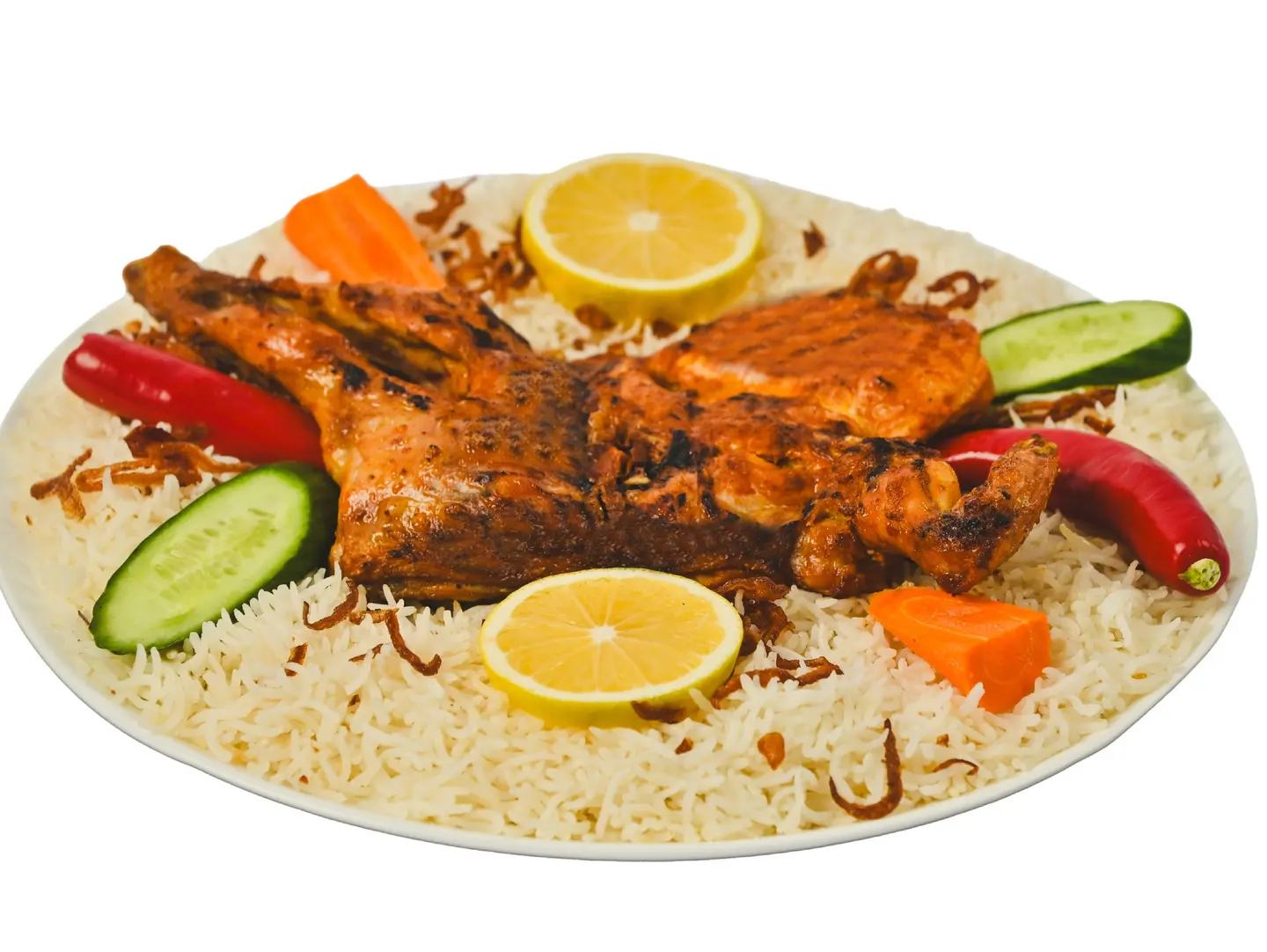 نصف دجاج على الفحم بدون رز