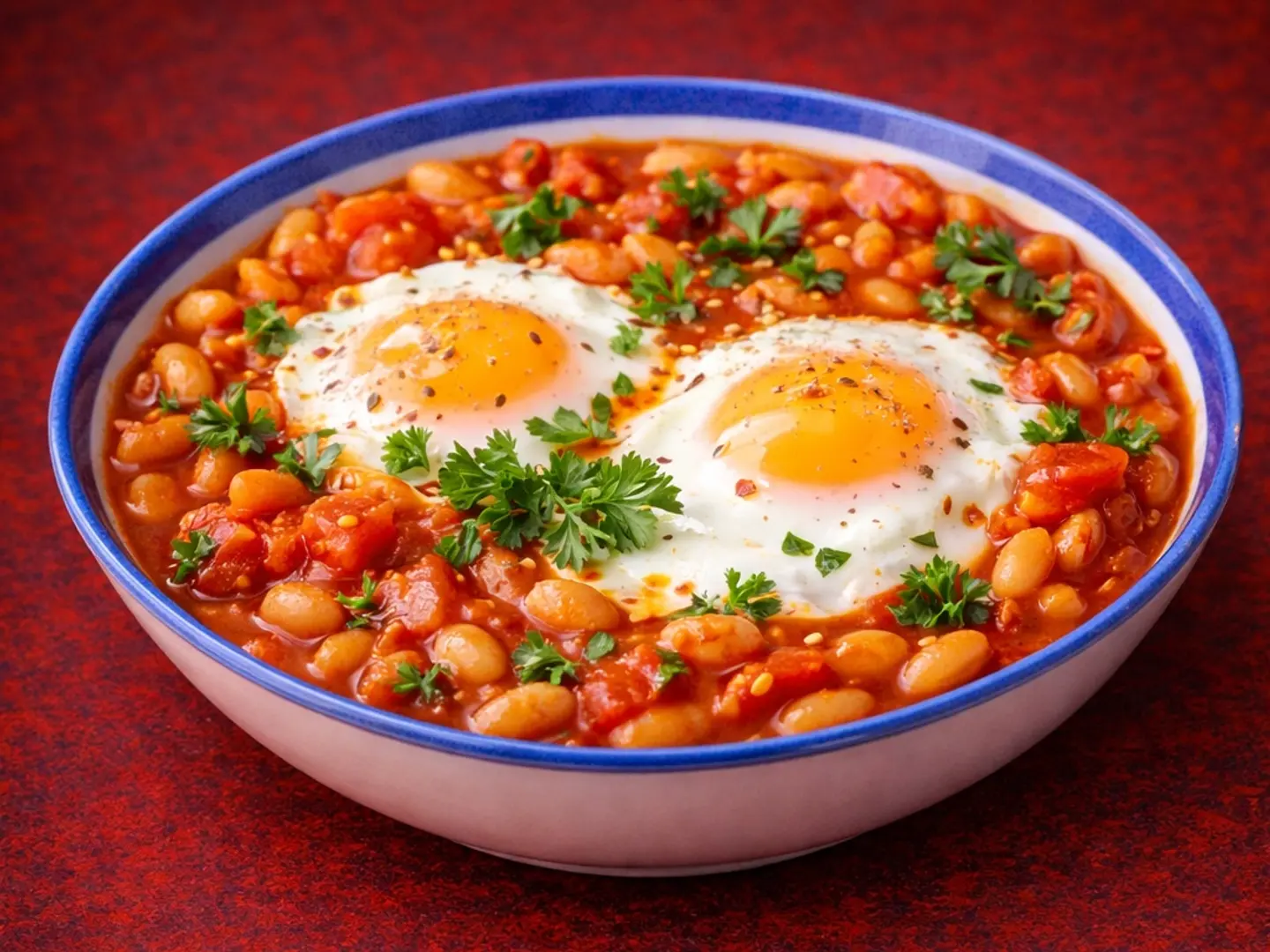 صحن فاصوليا مع البيض