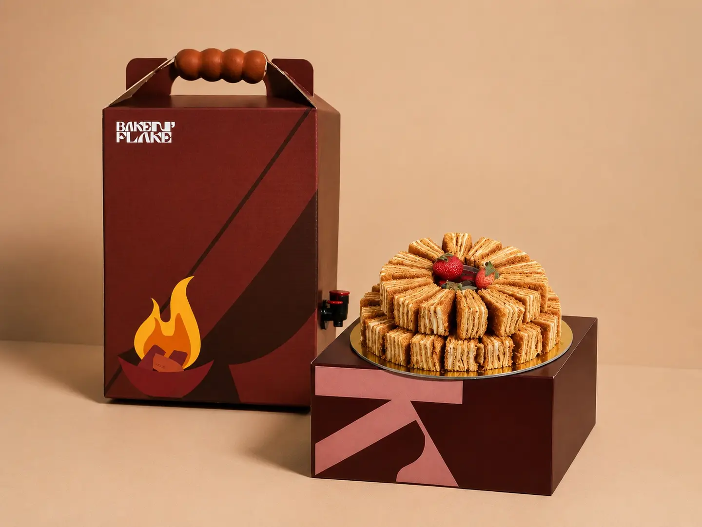 Honey Cake With A Coffee Box