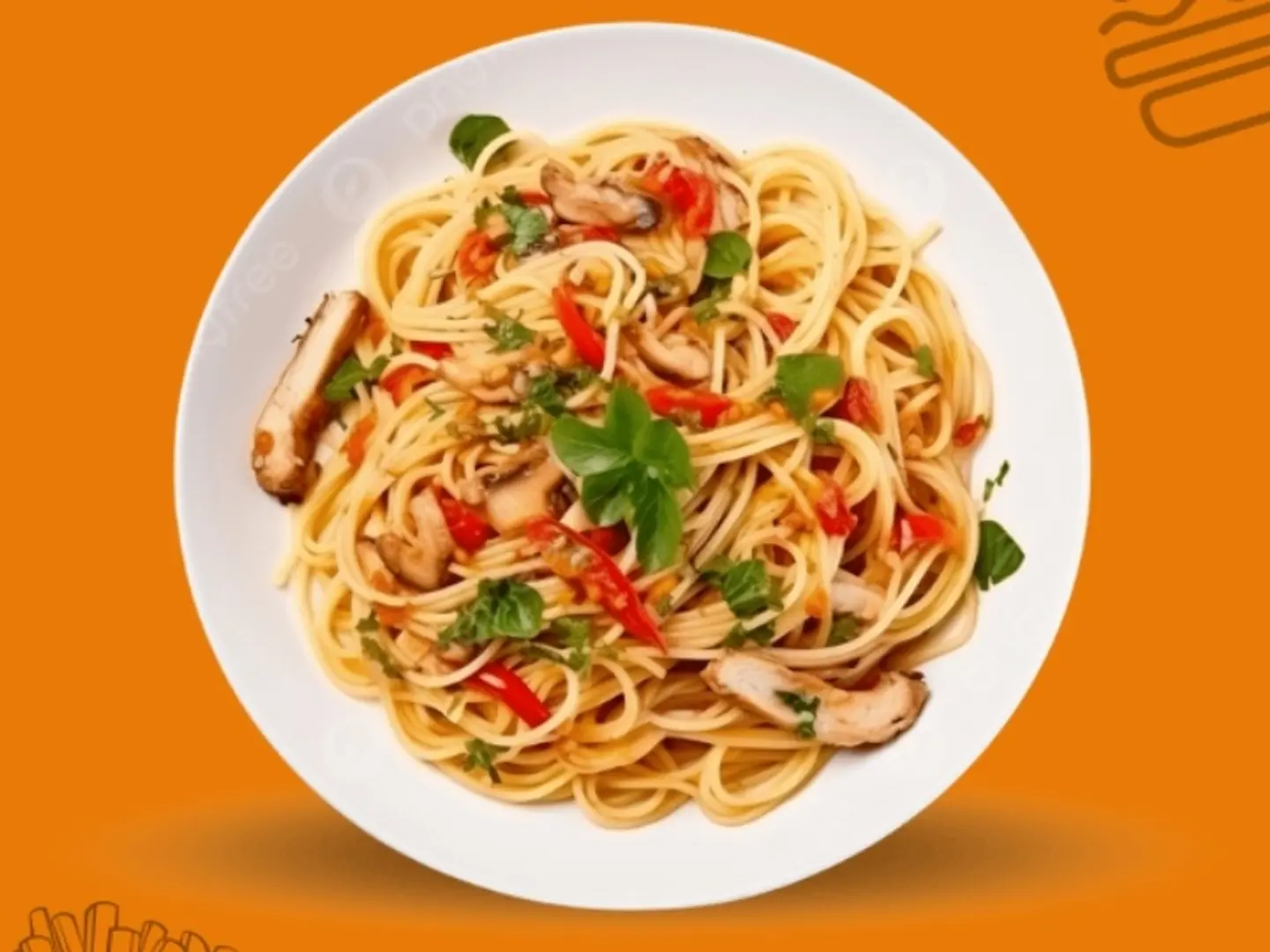 إسباغيتي دجاج بالصلصة البيضاء