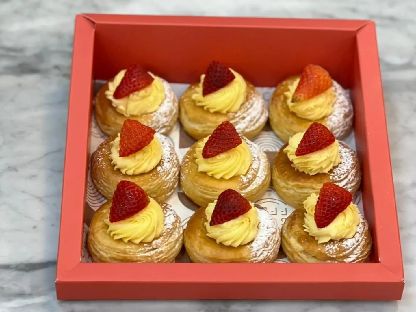 Mini Danish Strawberry Custard Small Box   9 Pieces