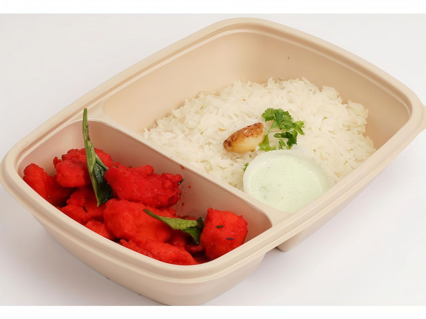 Indian Chicken 65 With White Rice