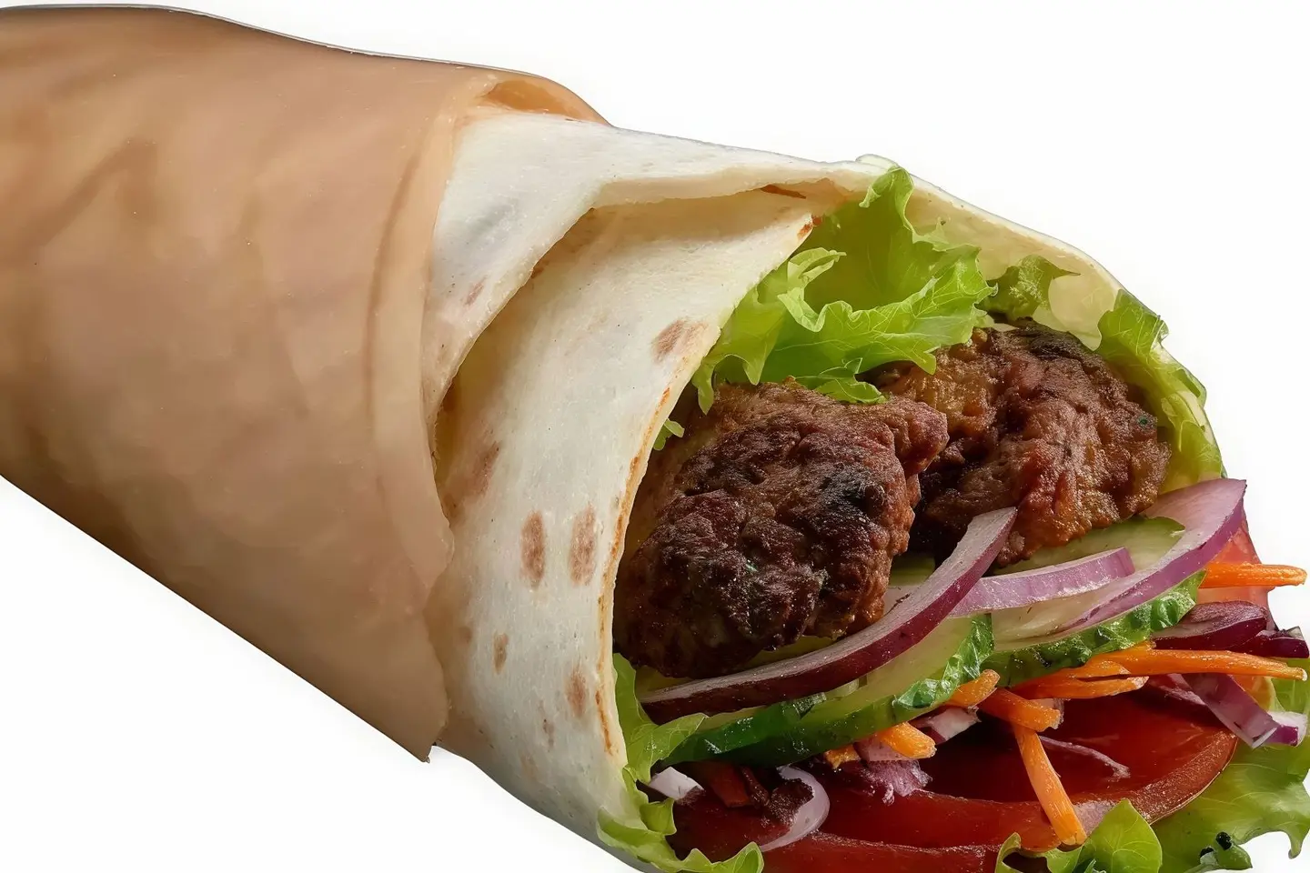 ساندوتش كباب لحم 2سيخ
