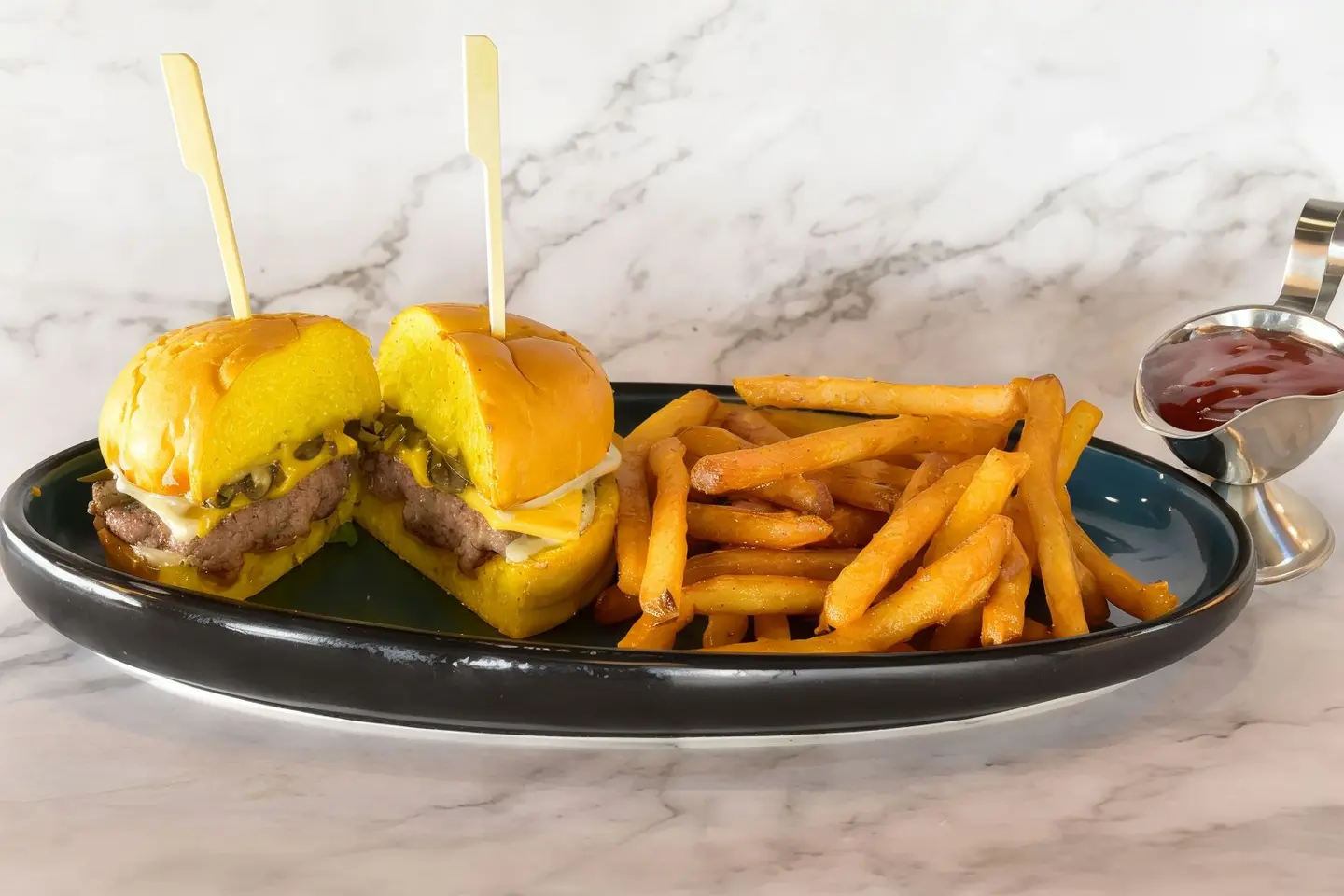 Beef Burger With Swiss Cheese And Mushrooms