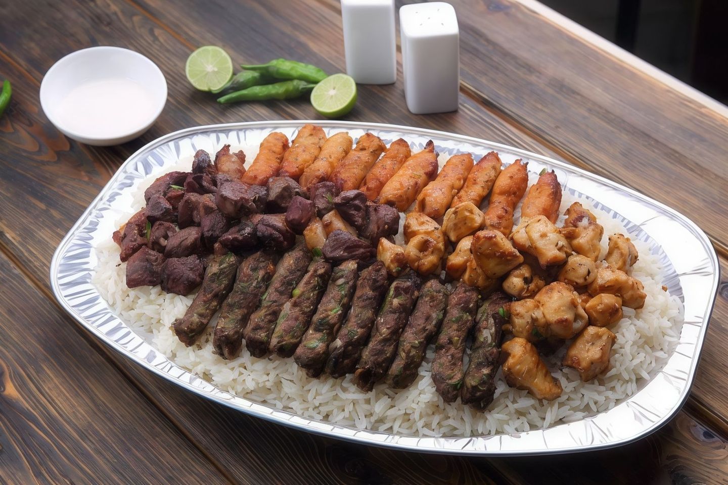 صحن مشكل وسط مع ارز