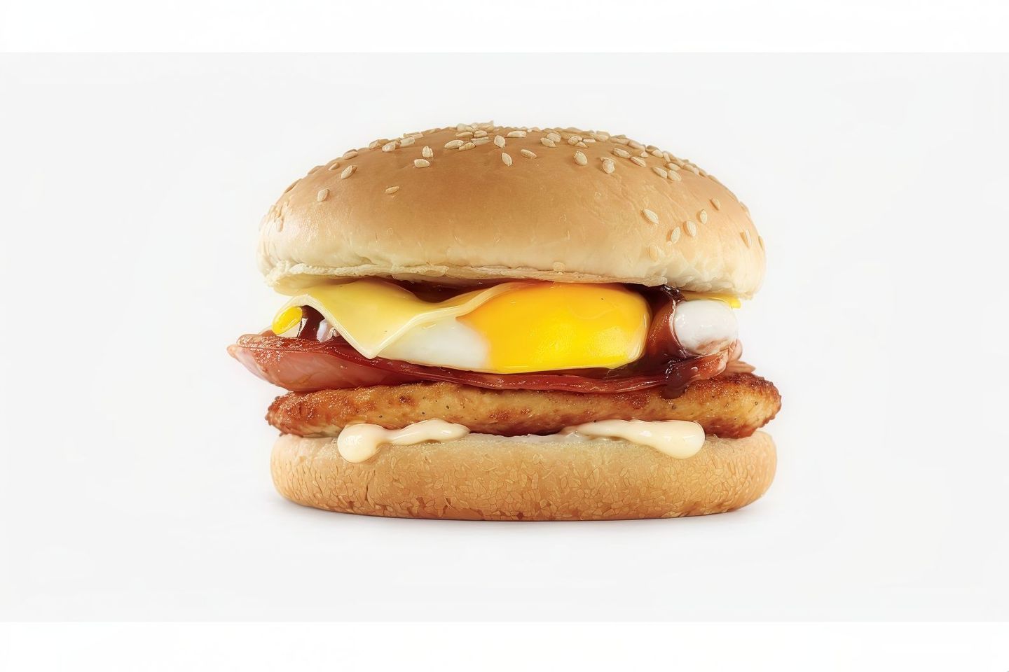 Chicken Burger With Eggs - Burger Bread