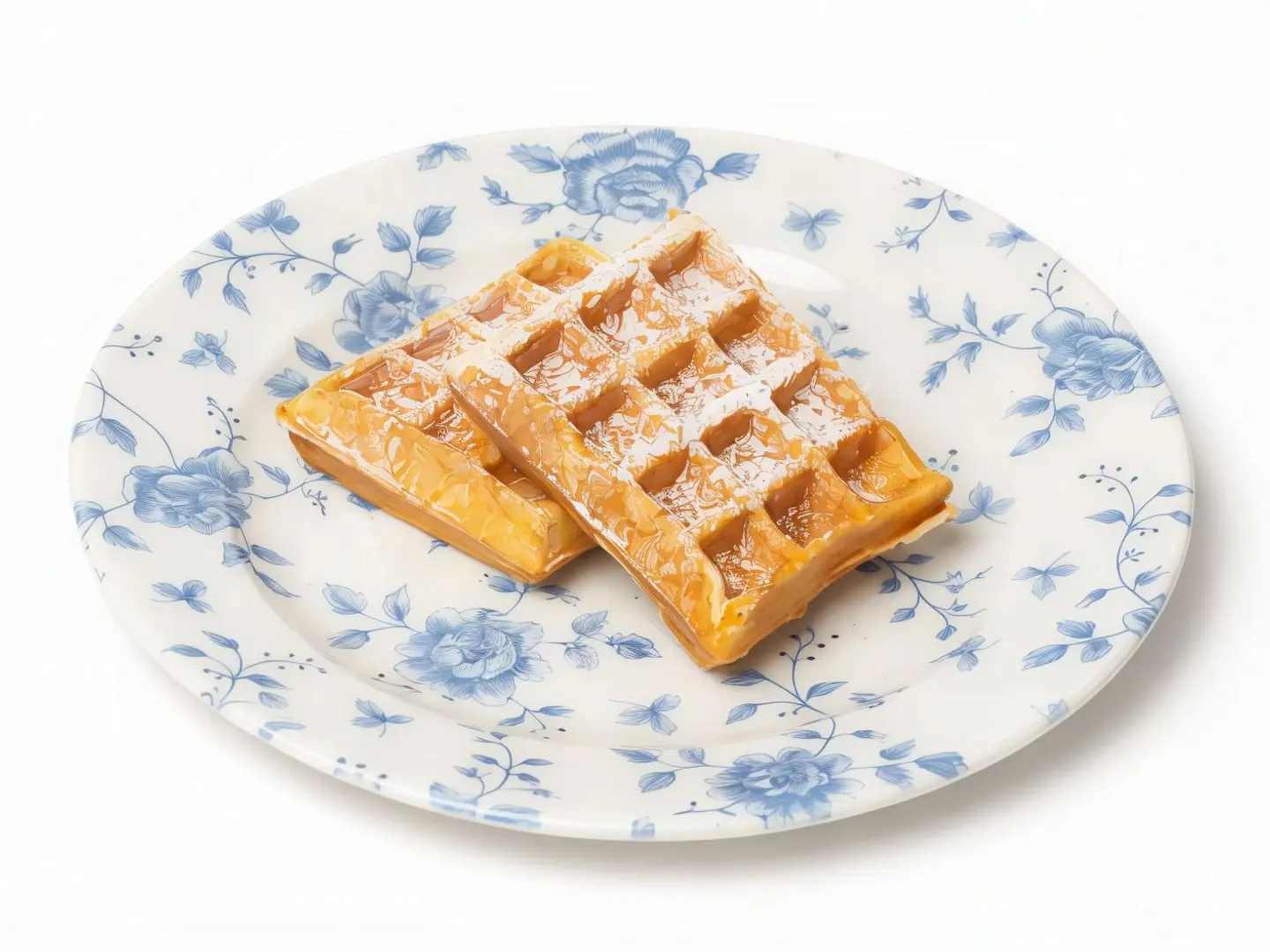 Plain Waffle With Maple Syrup And Honey Butter