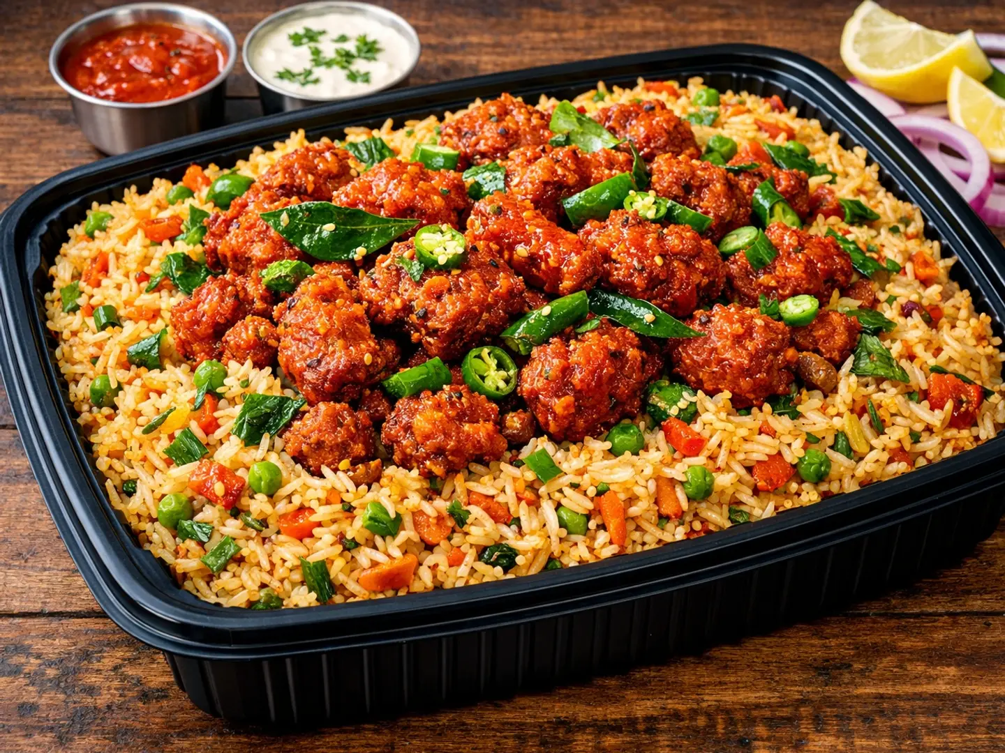 Chicken 65 Flavoured Fried Rice