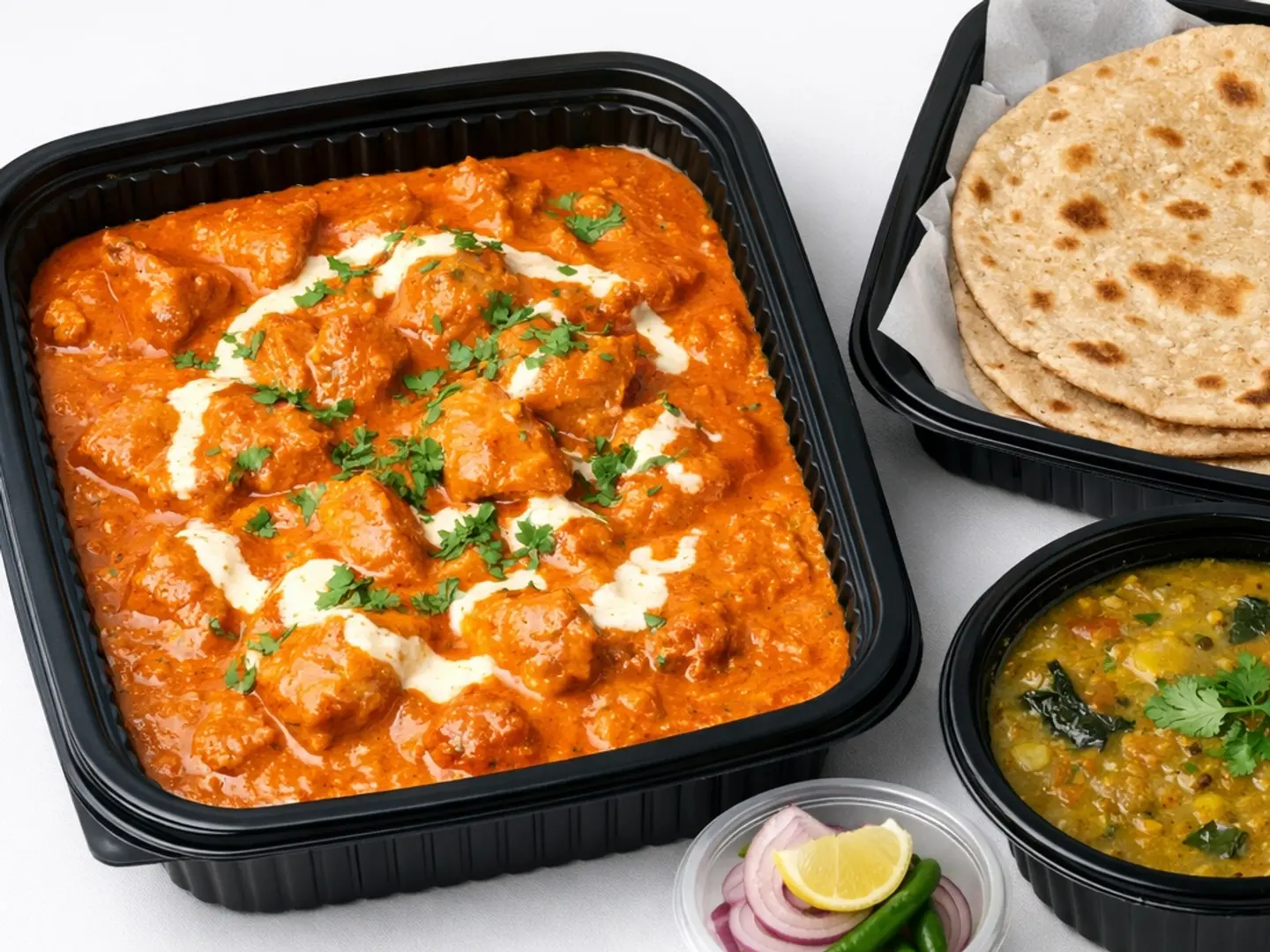 Butter Chicken (Murgh Makhani) + Dal + 3 Breads