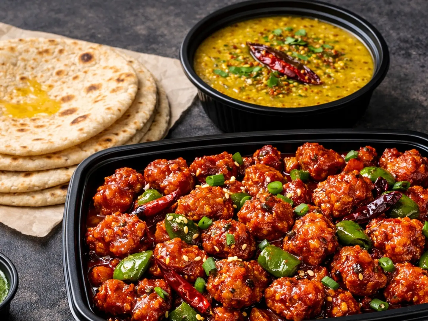Chilli Chicken Meal With 2 Chapati Rumali + Cold Drink (Single Servings)