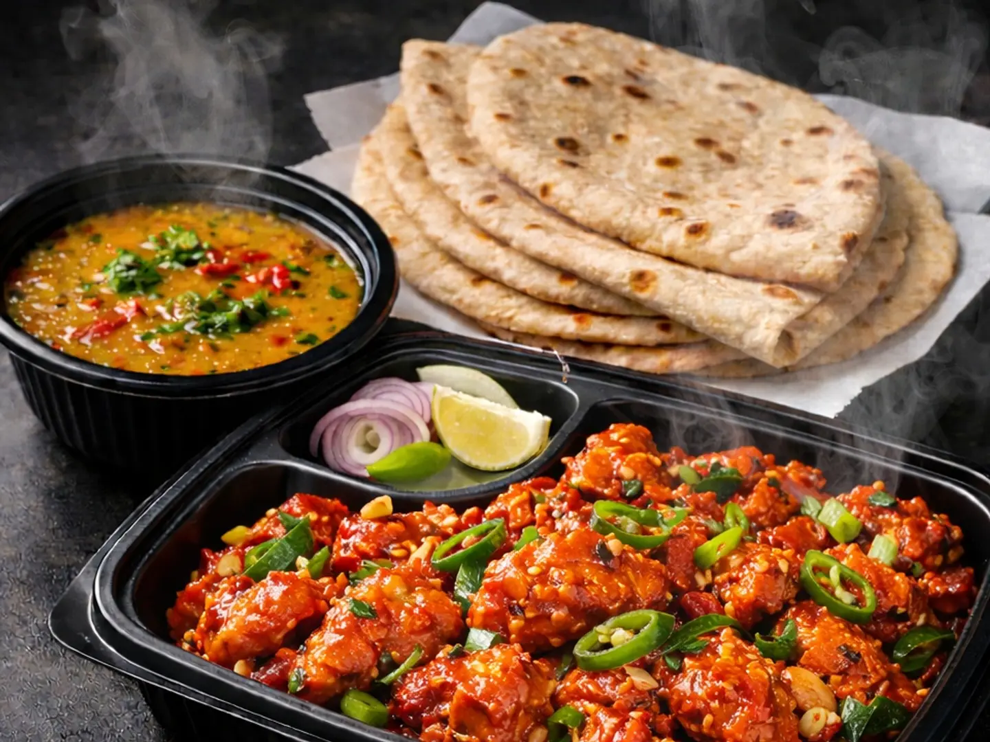 Schezwan Fish Delight With 3 Chapati Dal Single Serving