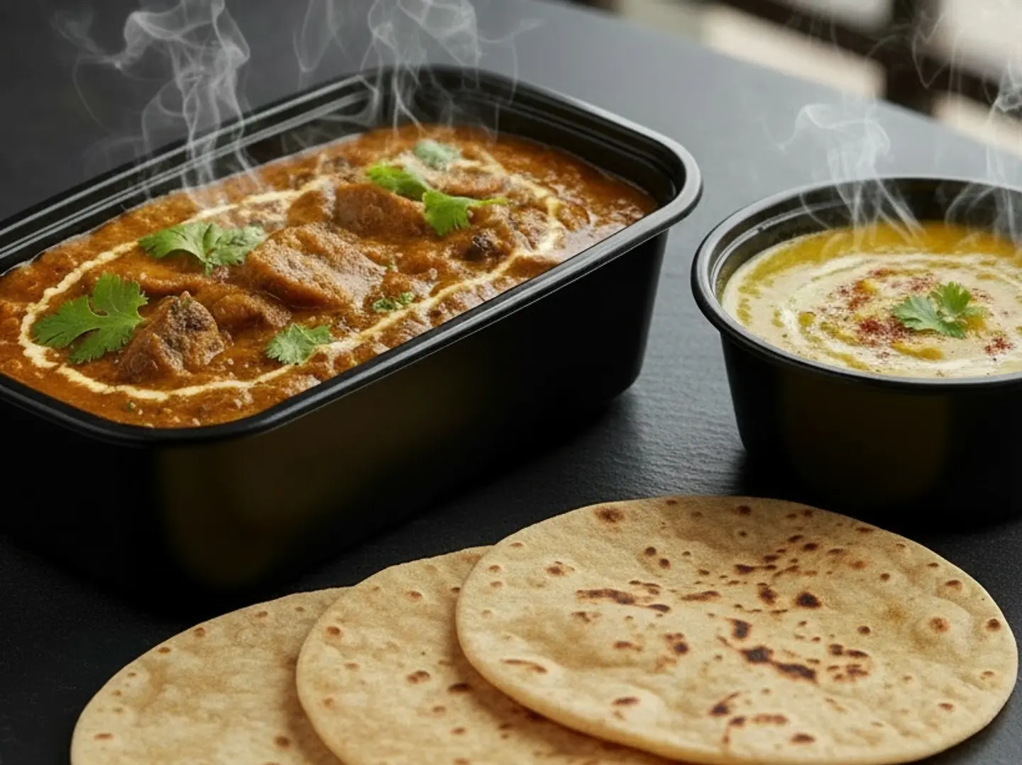 Mushroom Masala With 3 Roti And Dal