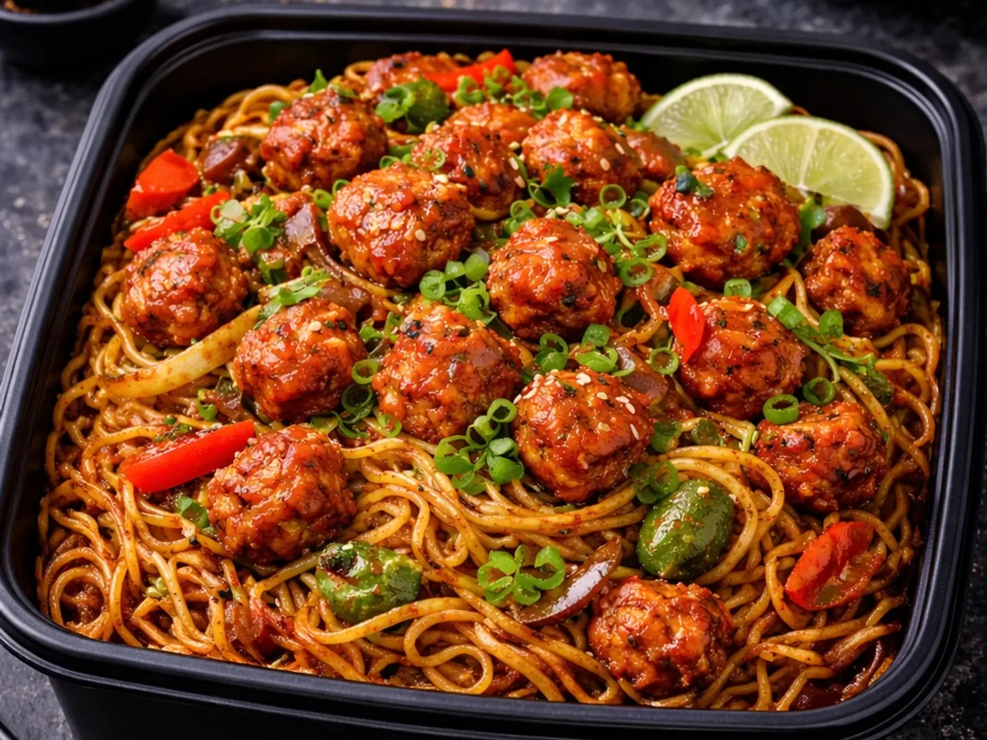 Desi Style Chicken 65 Noodles