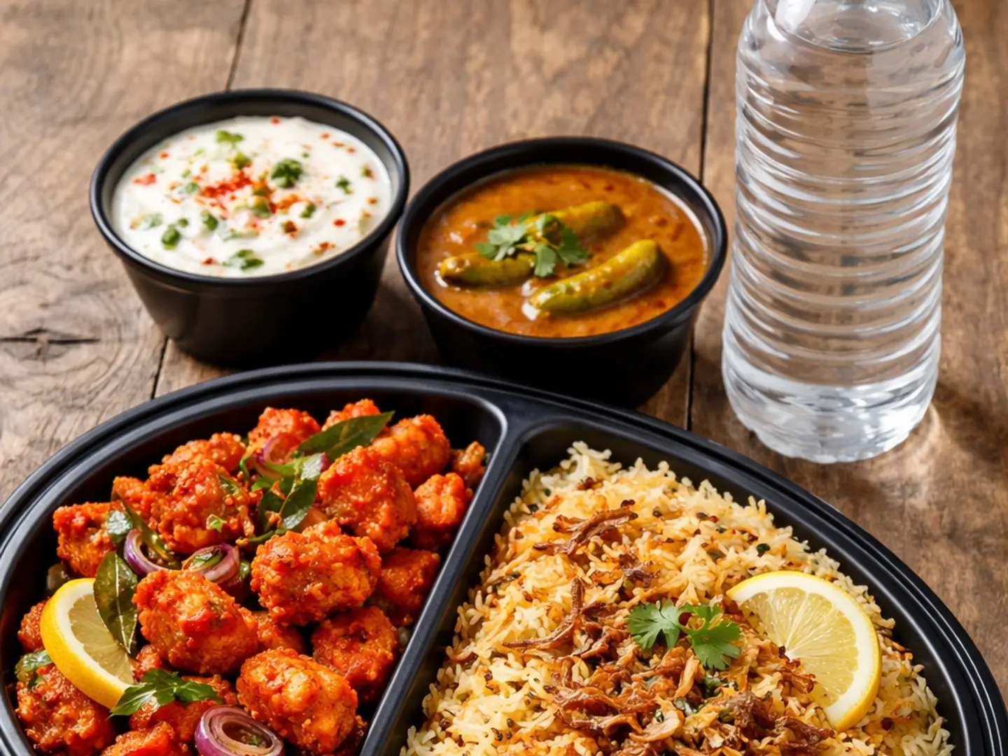 Friday Lunch Special Combo With Chicken 65, Biryani Rice Raita