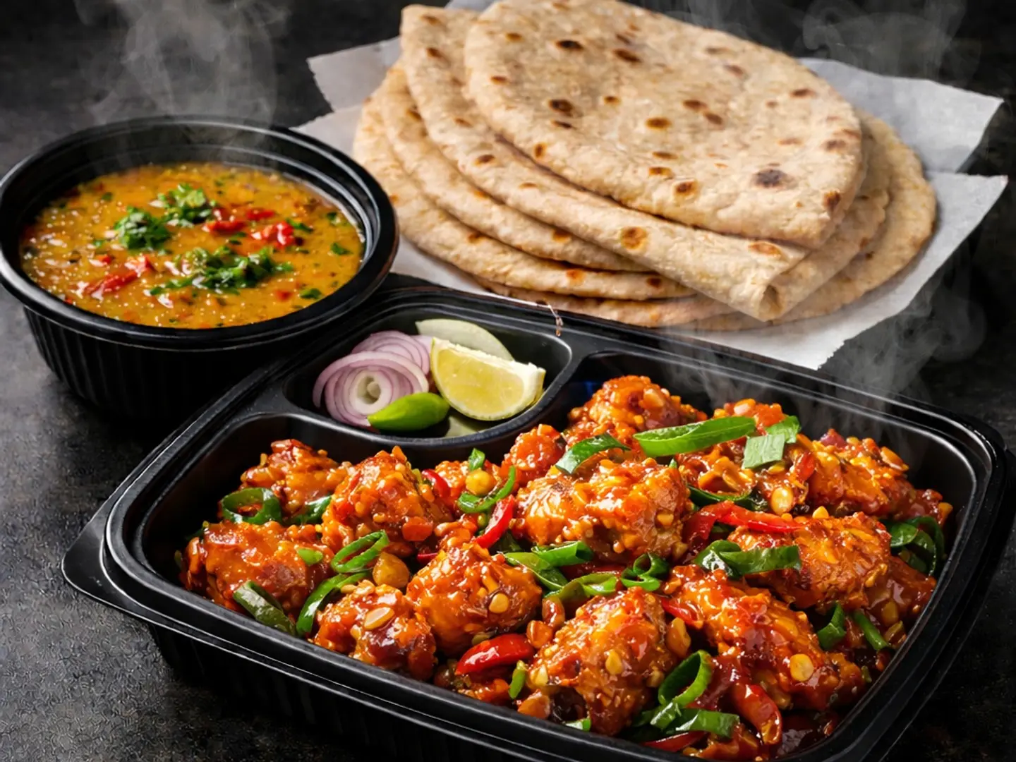 Signature Fish Chilli With 3 Chapati Dal Single Servings