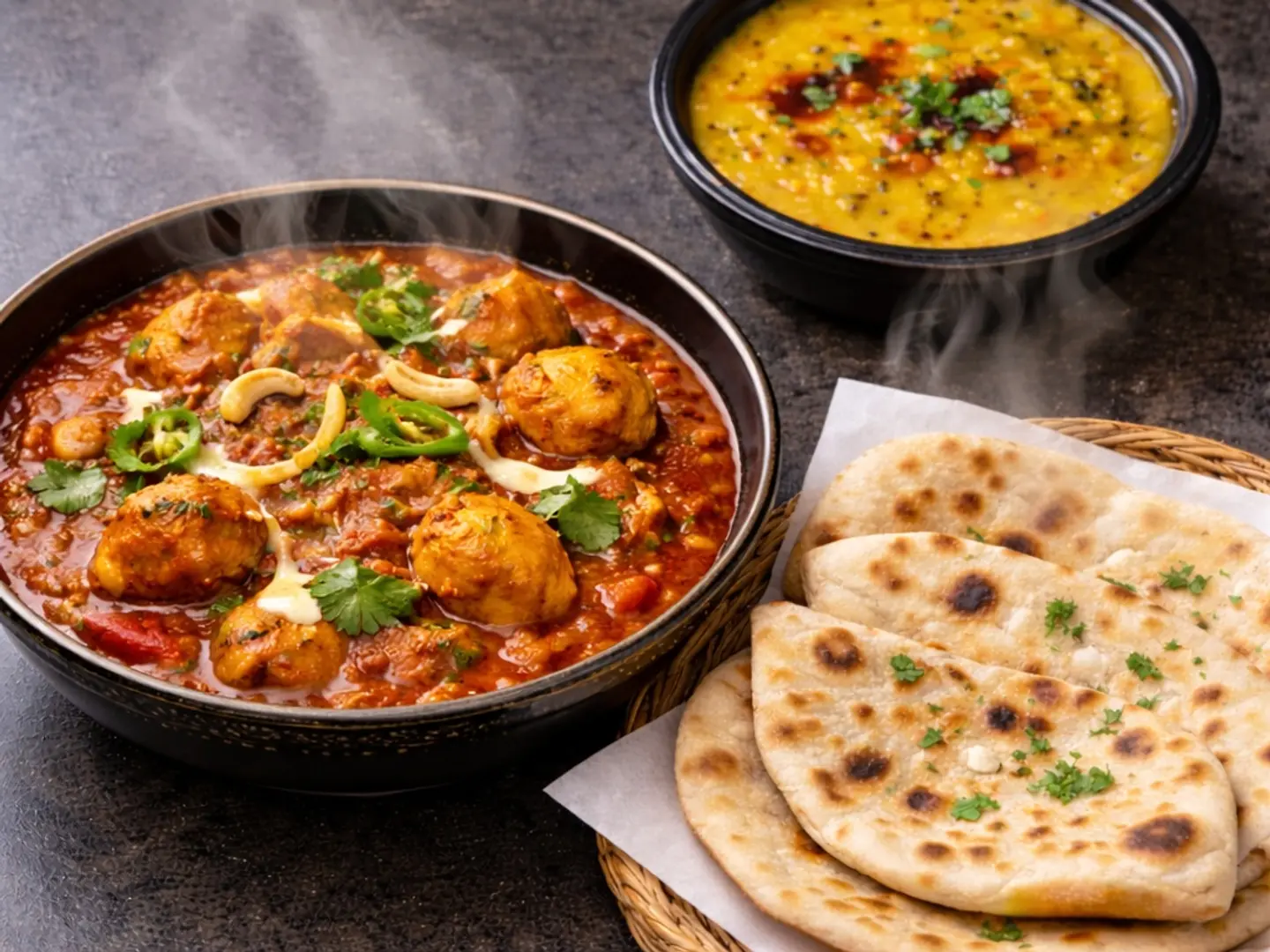 Royal Chicken Masala With 2 Roti & Dal Single Serving