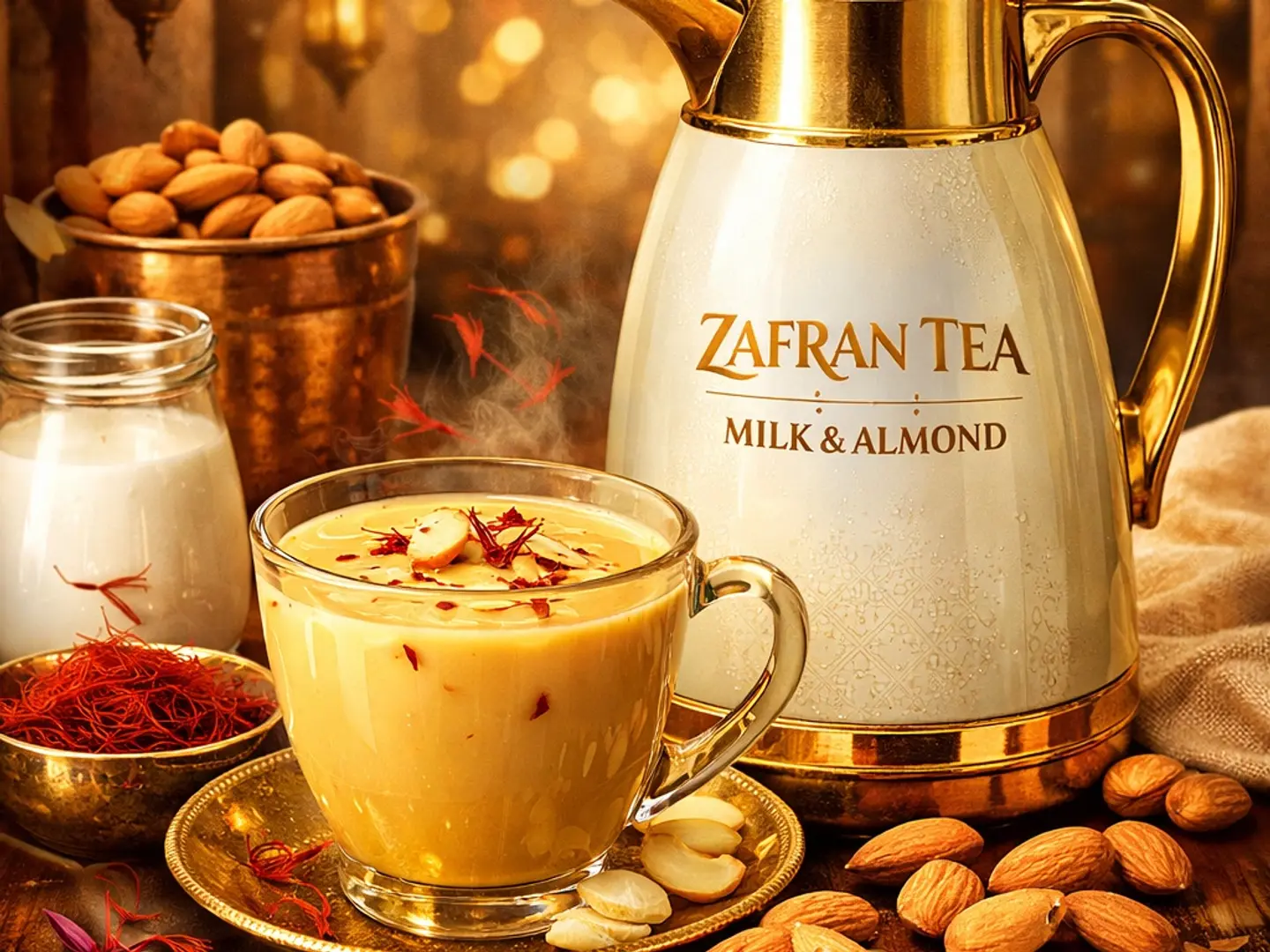 شاي كشميري بالزعفران الخاص (عبوة ترمس كاملة)