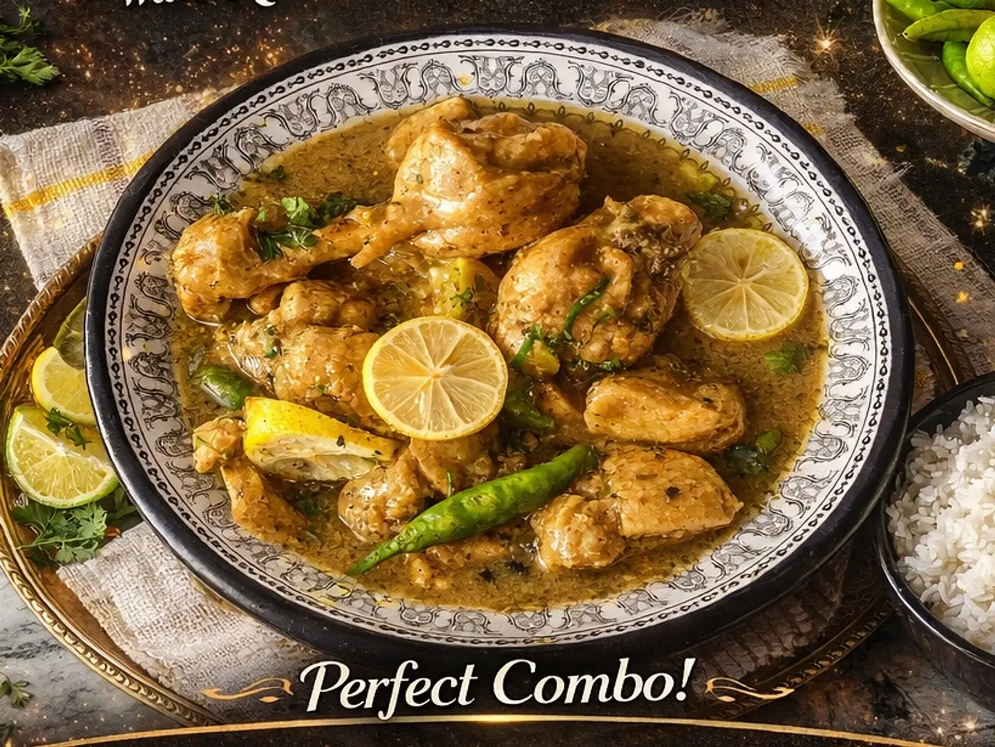 Zesty Lemon Chicken White Rice & Dal Single Servings