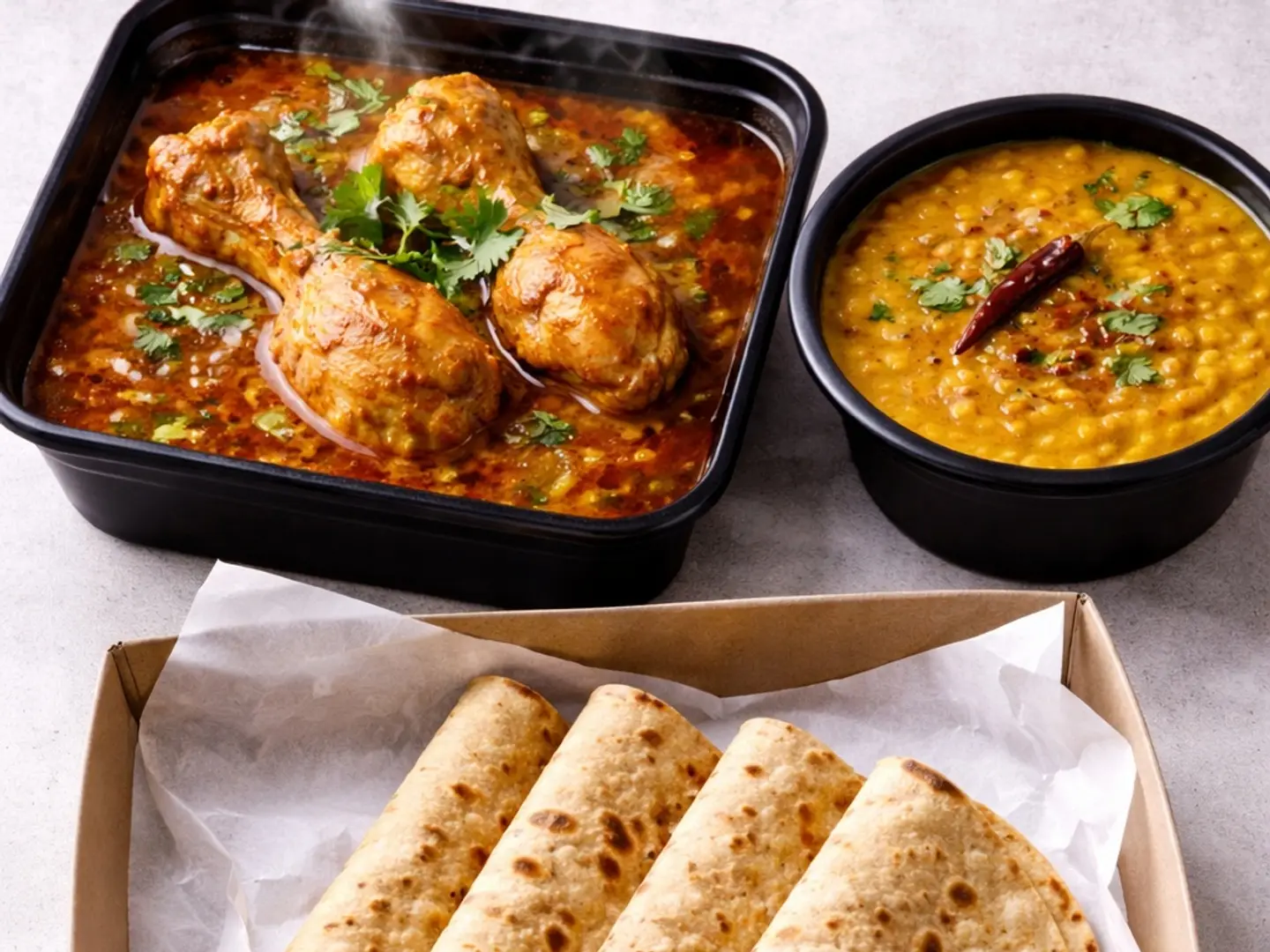 Dum Ka Chicken Meal With 2 Roti And Dal