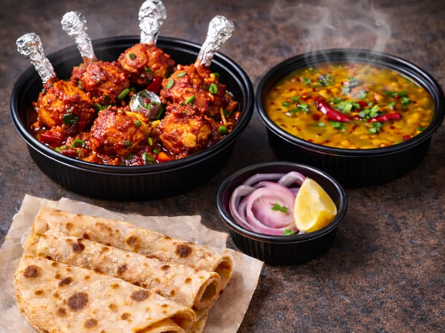 Crispy Chicken Lollipop Dry 3 Pcs Low Spicy With 3 Roti