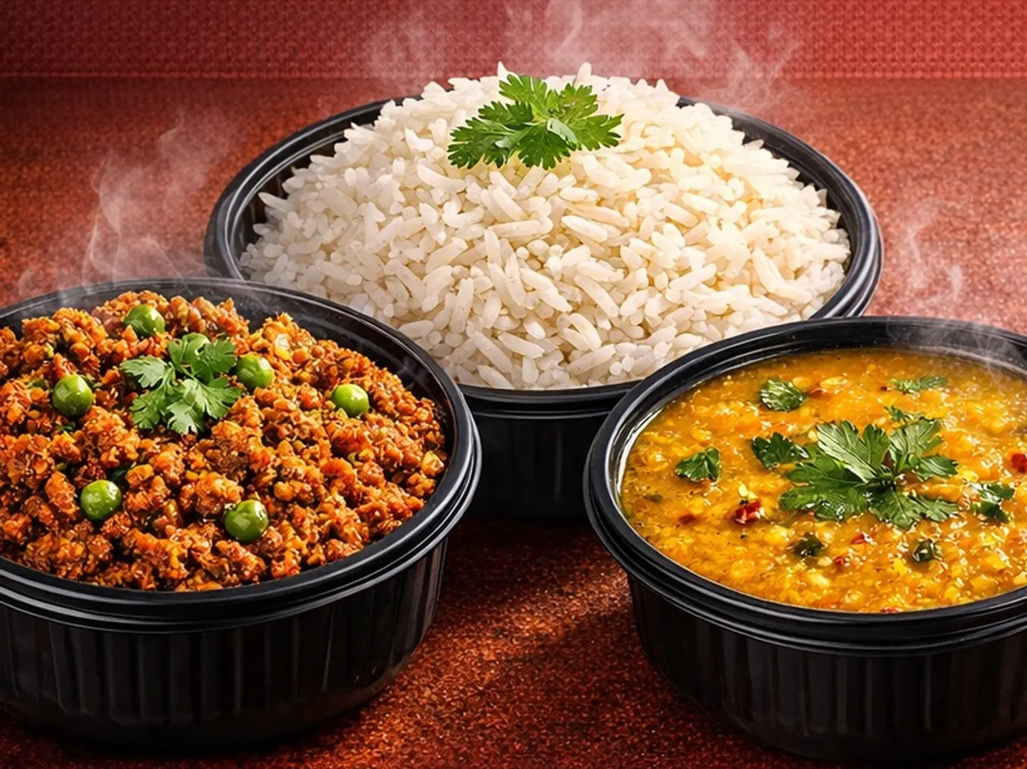 Fresh Mutton Kheema, White Rice & Dal Single Servings