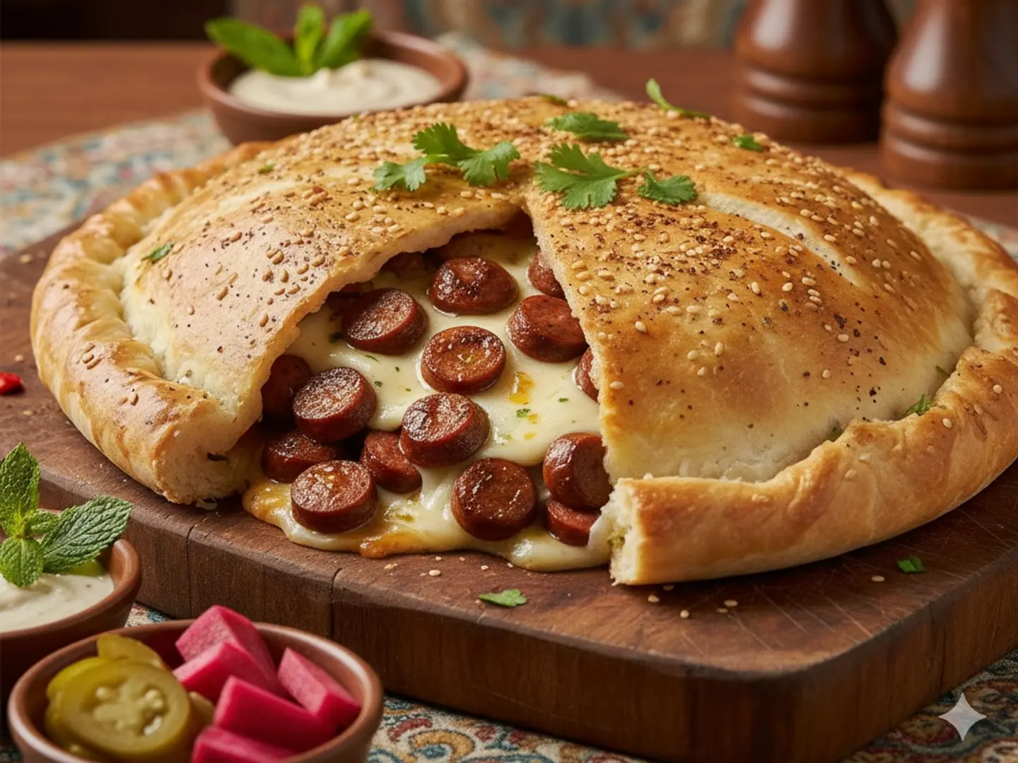 فطيره نقانق ميكس جبن