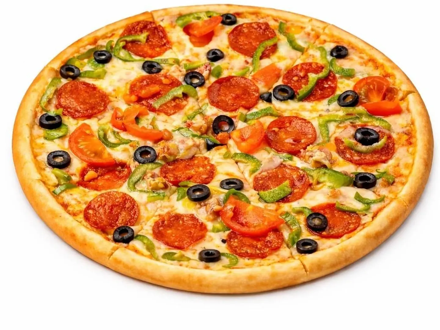 Pepperoni Pizza With Medium Vegetables