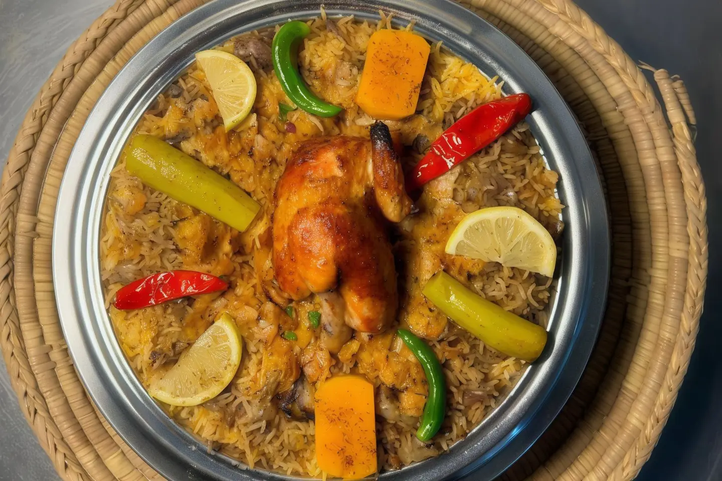 نصف دجاجه   شواية  مع الارز  - مزة
