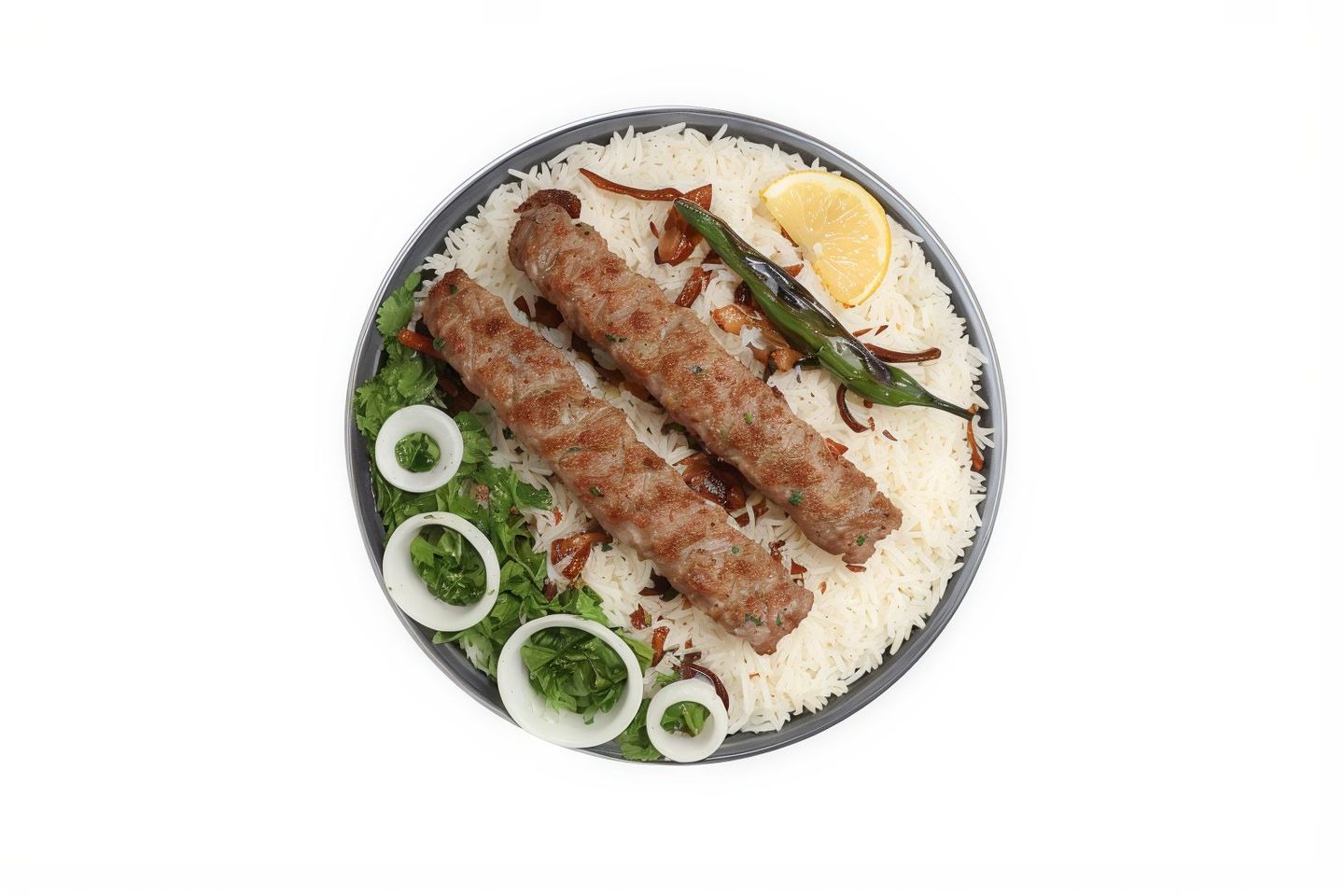كبسة كباب لحم مع الرز