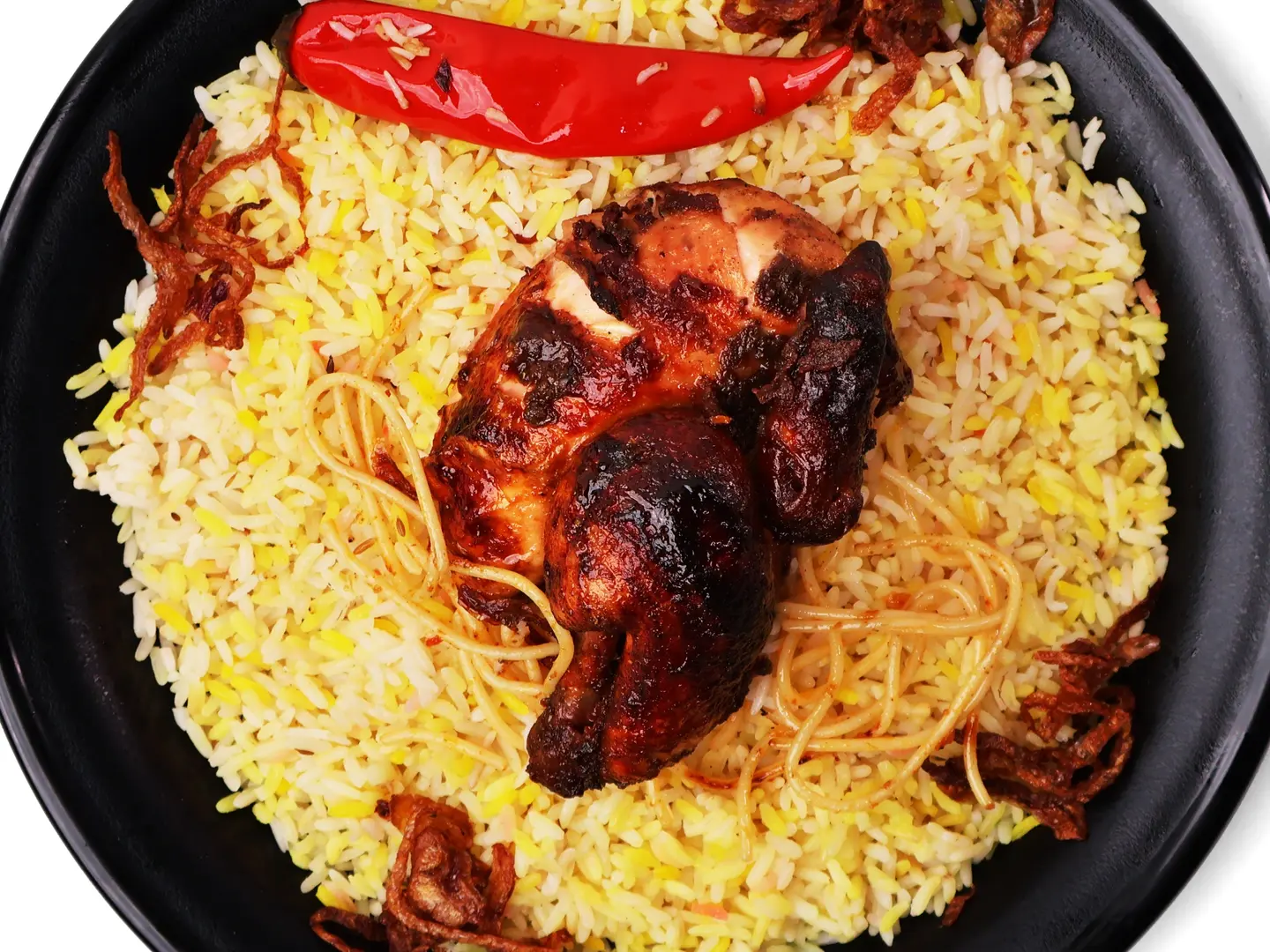 نصف دجاج شواية ارز مندي