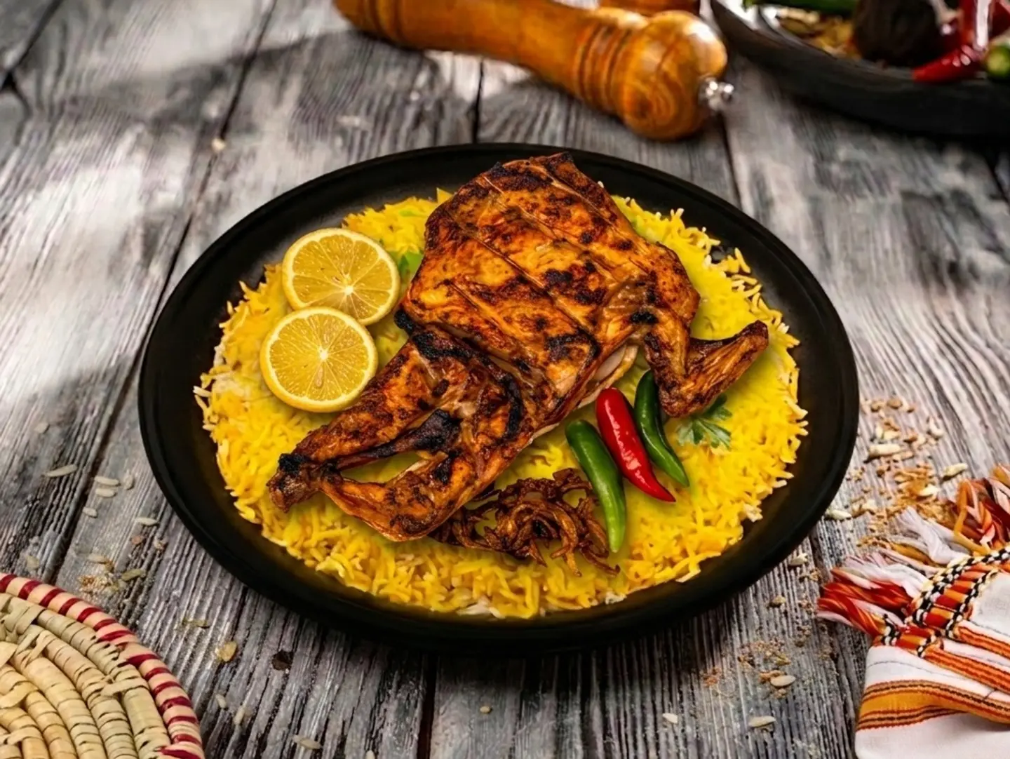 Half Charcoal Chicken Mandi Rice Mathloutha