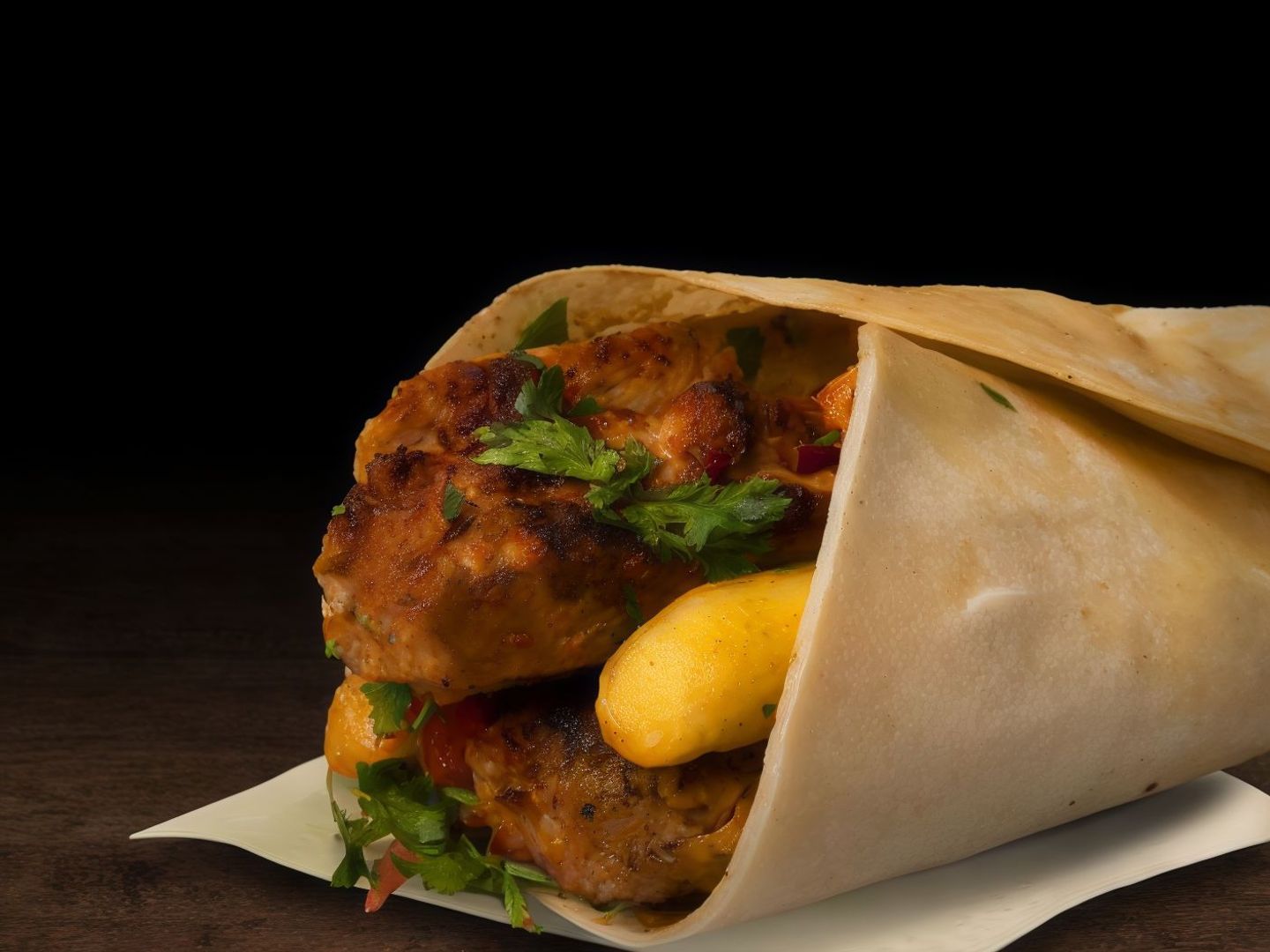 كباب دجاج  - خبز فطير