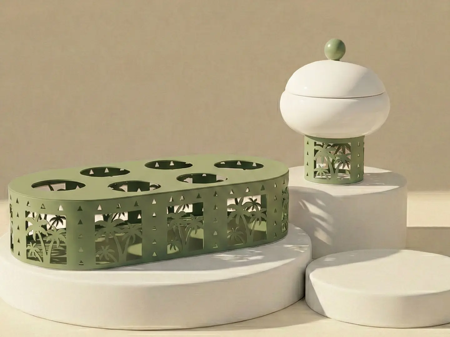 حامل فناجيل قهوة سعودية اخضر