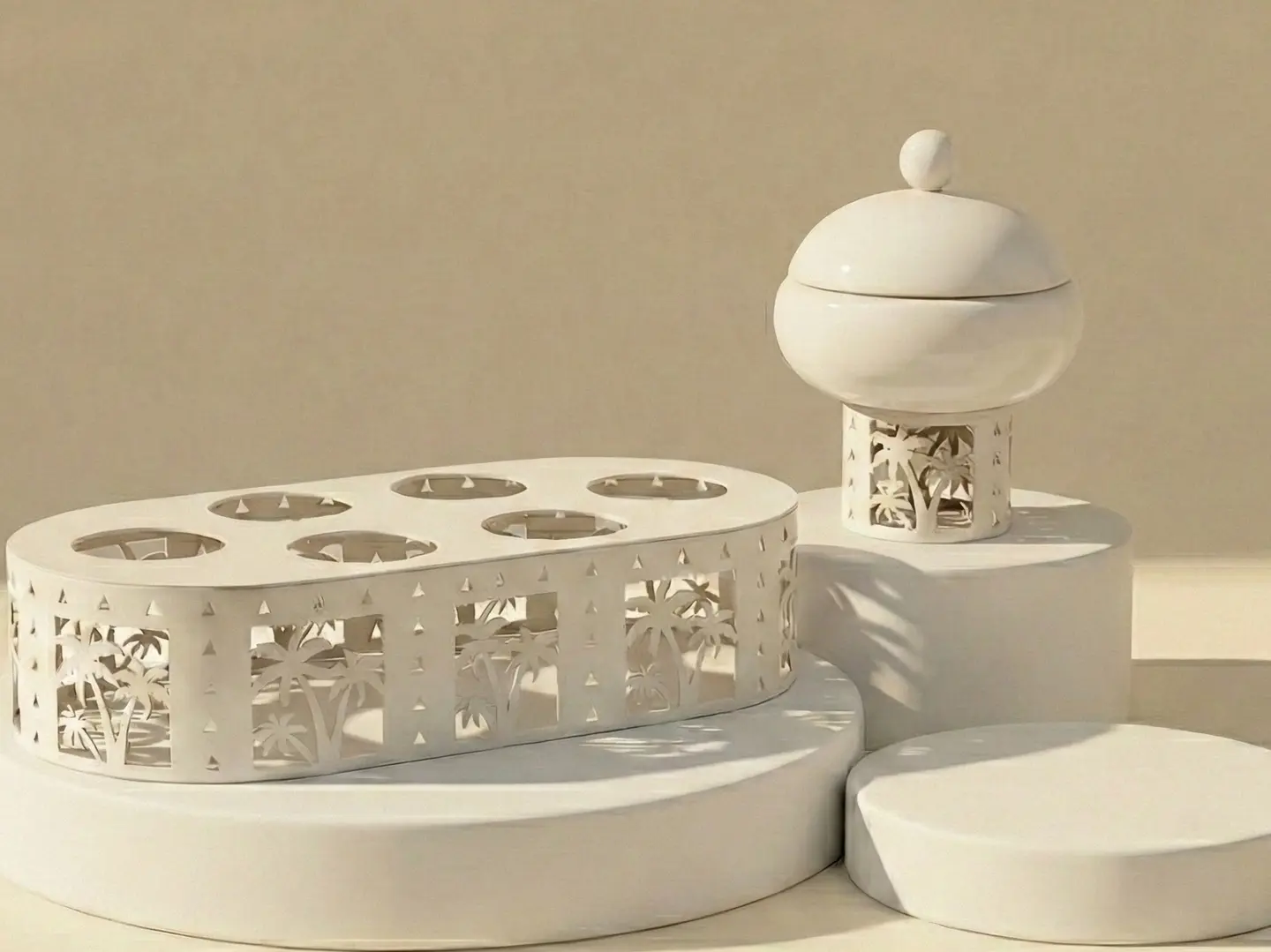 حامل فناجيل قهوة سعودية بيج