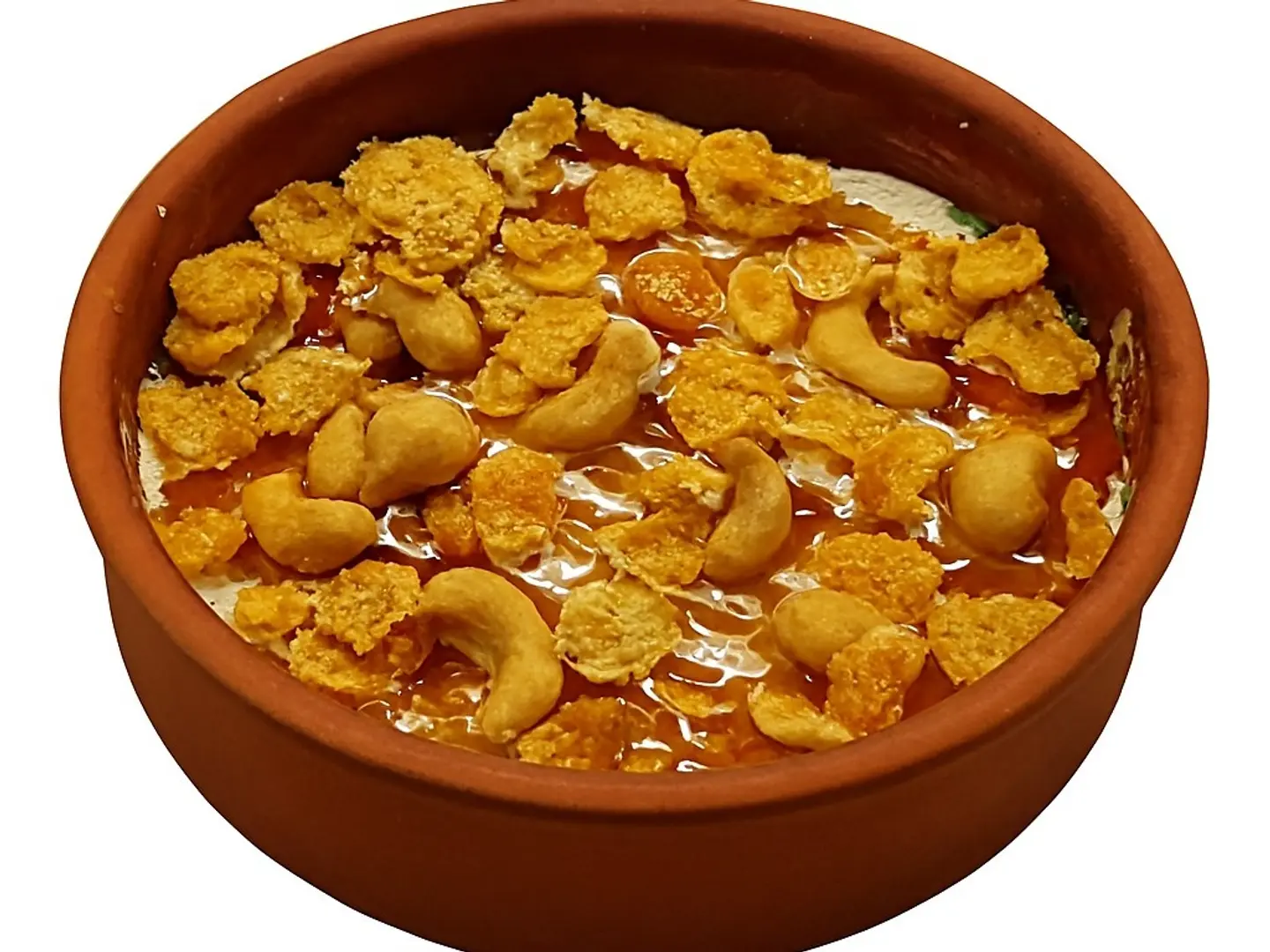 Cream And Honey Fattah With Cornflix And Cashews