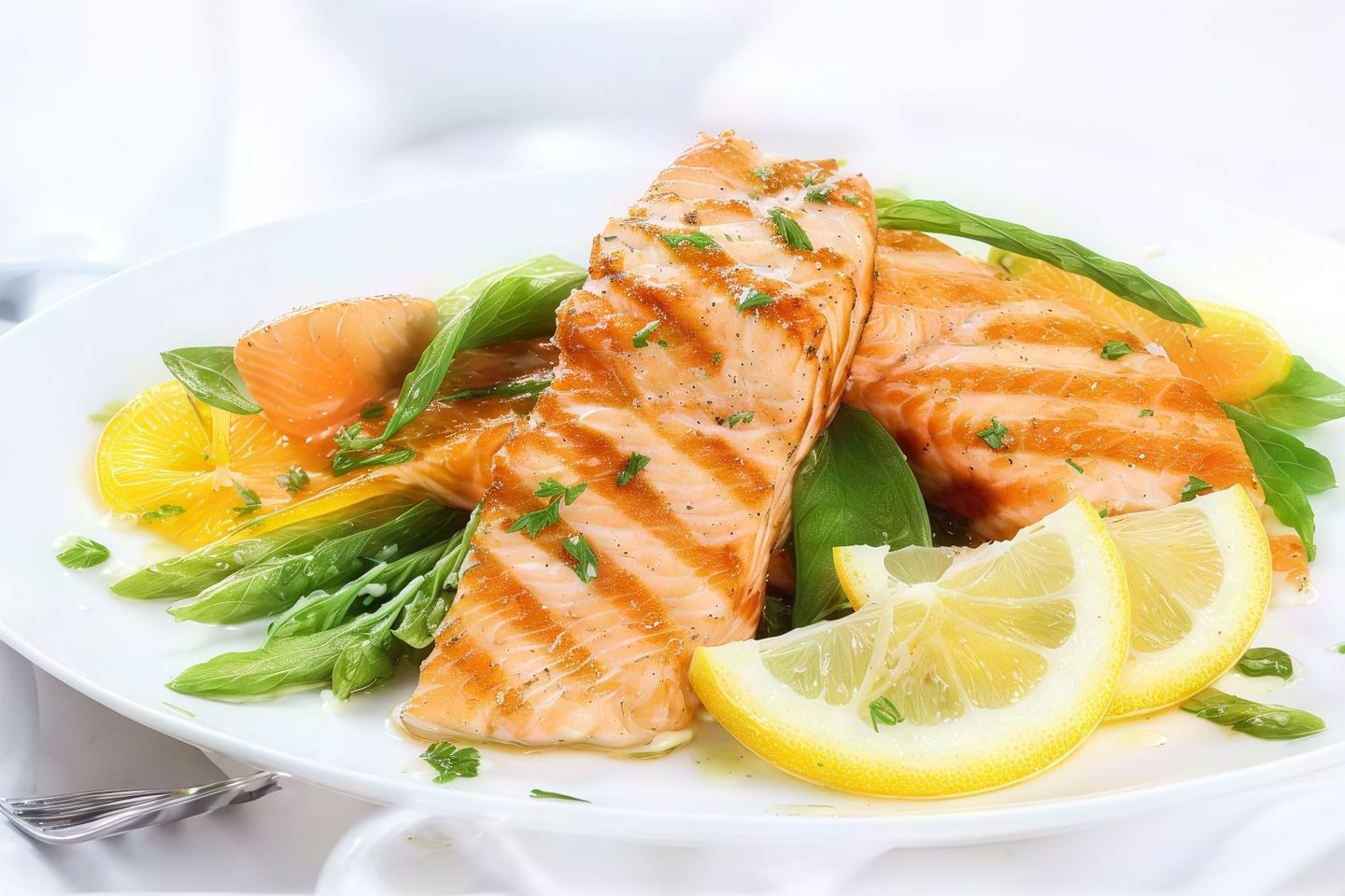 Grilled Salmon With Oil And Lemon