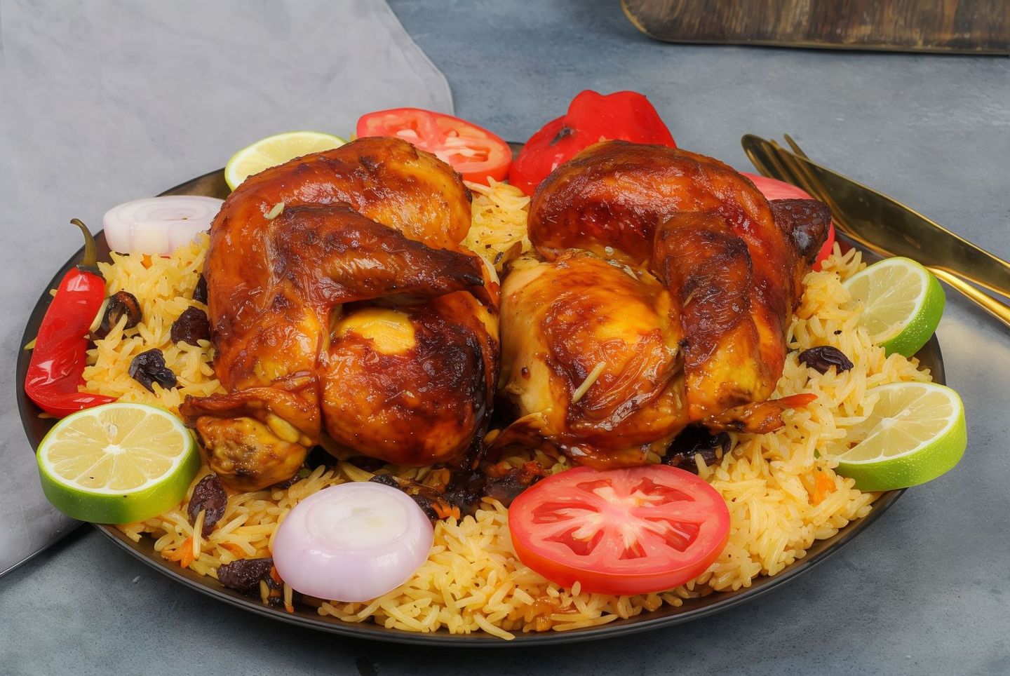 Grilled Chicken With Bukhari Rice - Whole Chicken